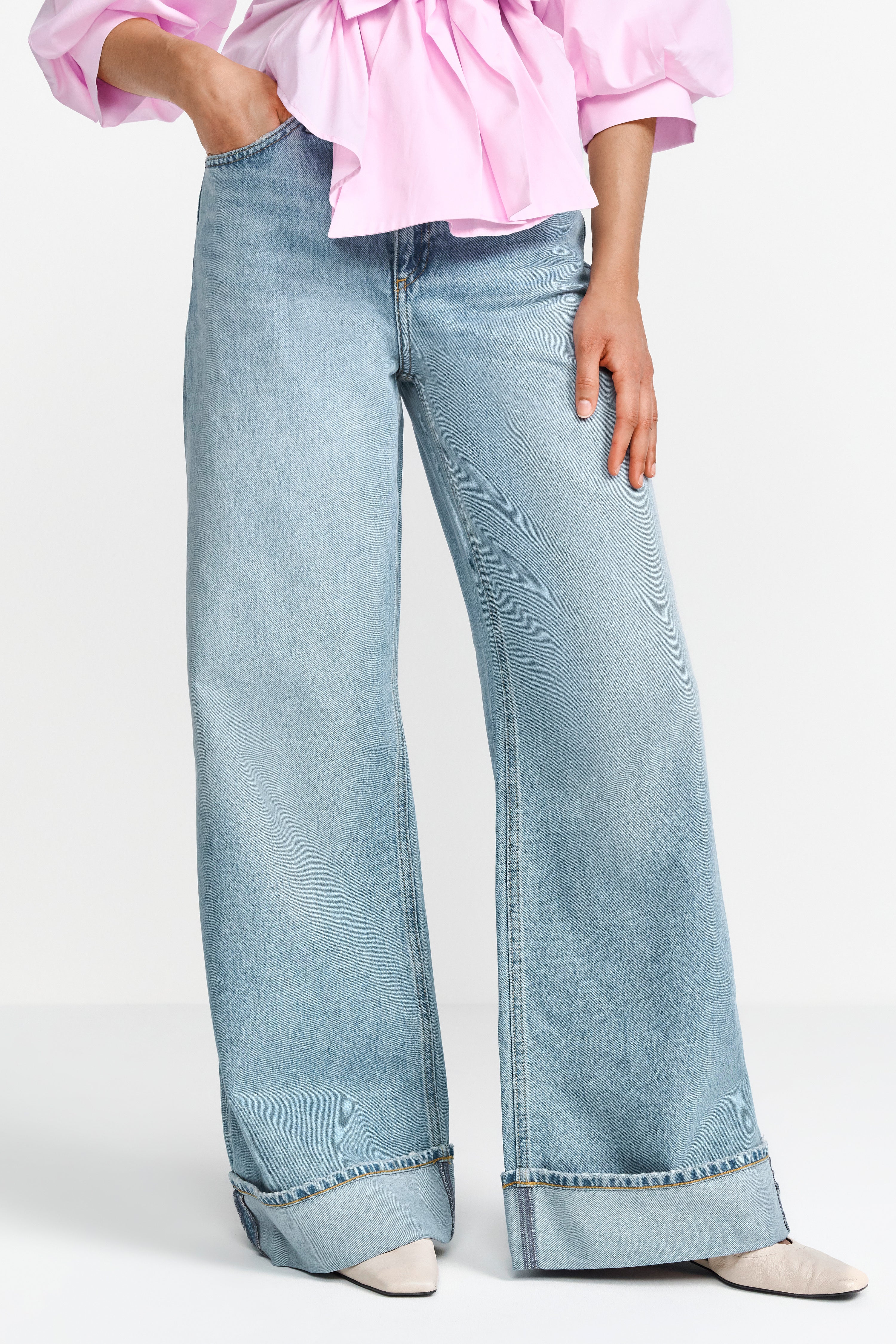 Marlene Roll-Up Wide-Leg-Denim mit hohem Taillenbund