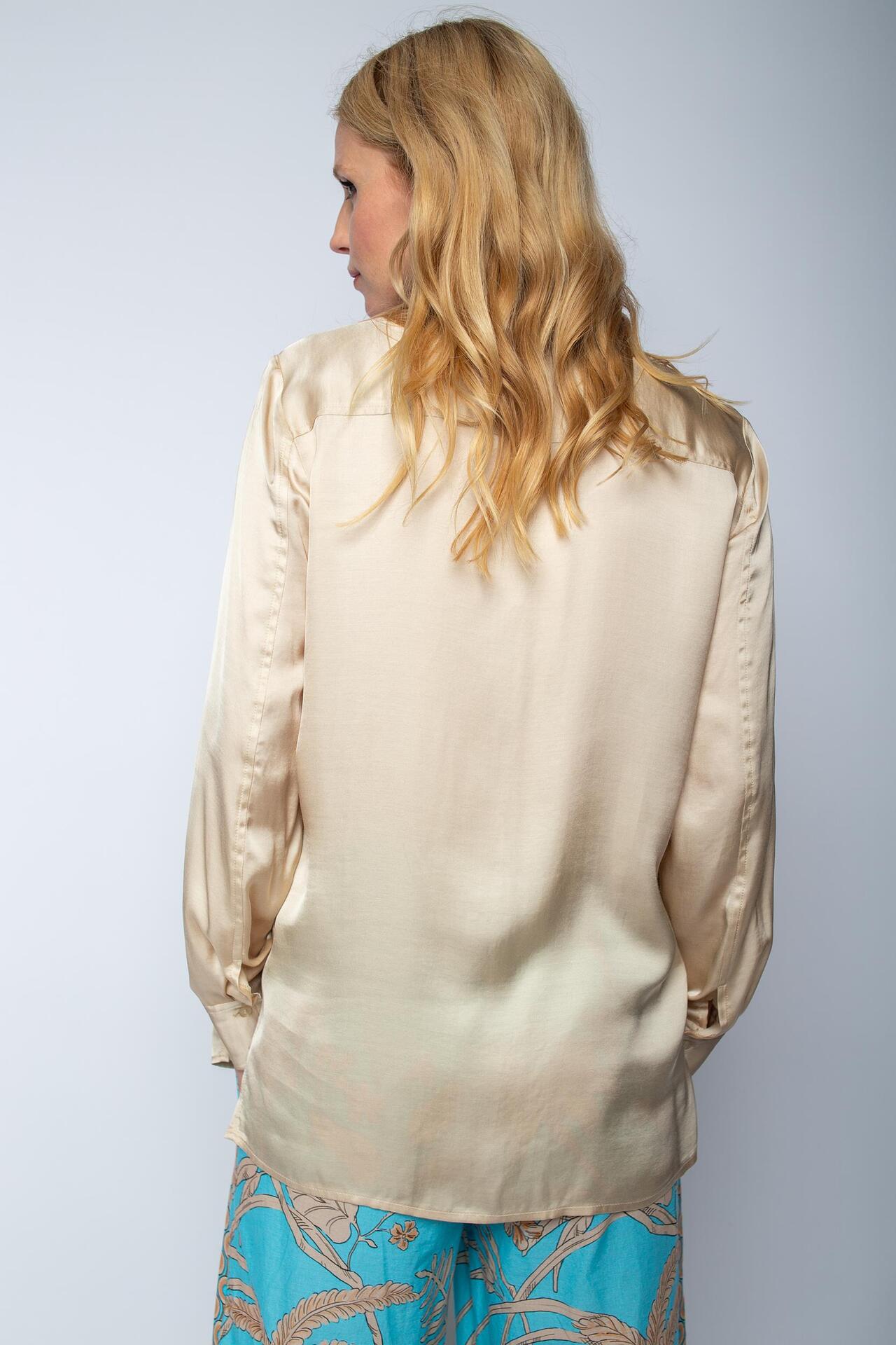Lange Bluse in Satin Look