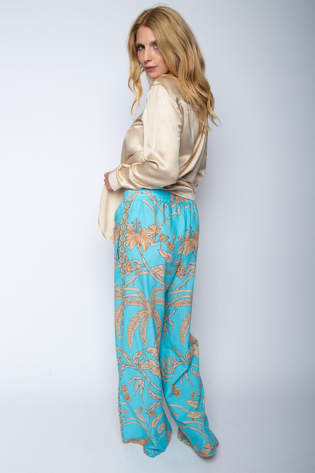 Baumwollhose mit Tropical Print