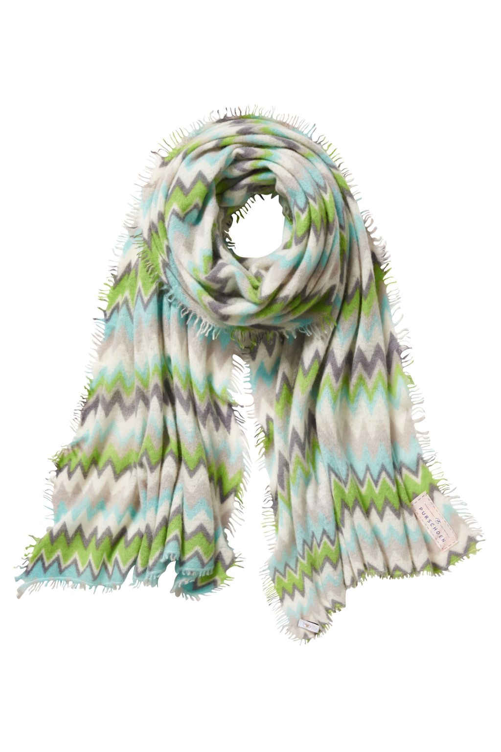 Cashmere Schal Chevron Lime Eistürkis