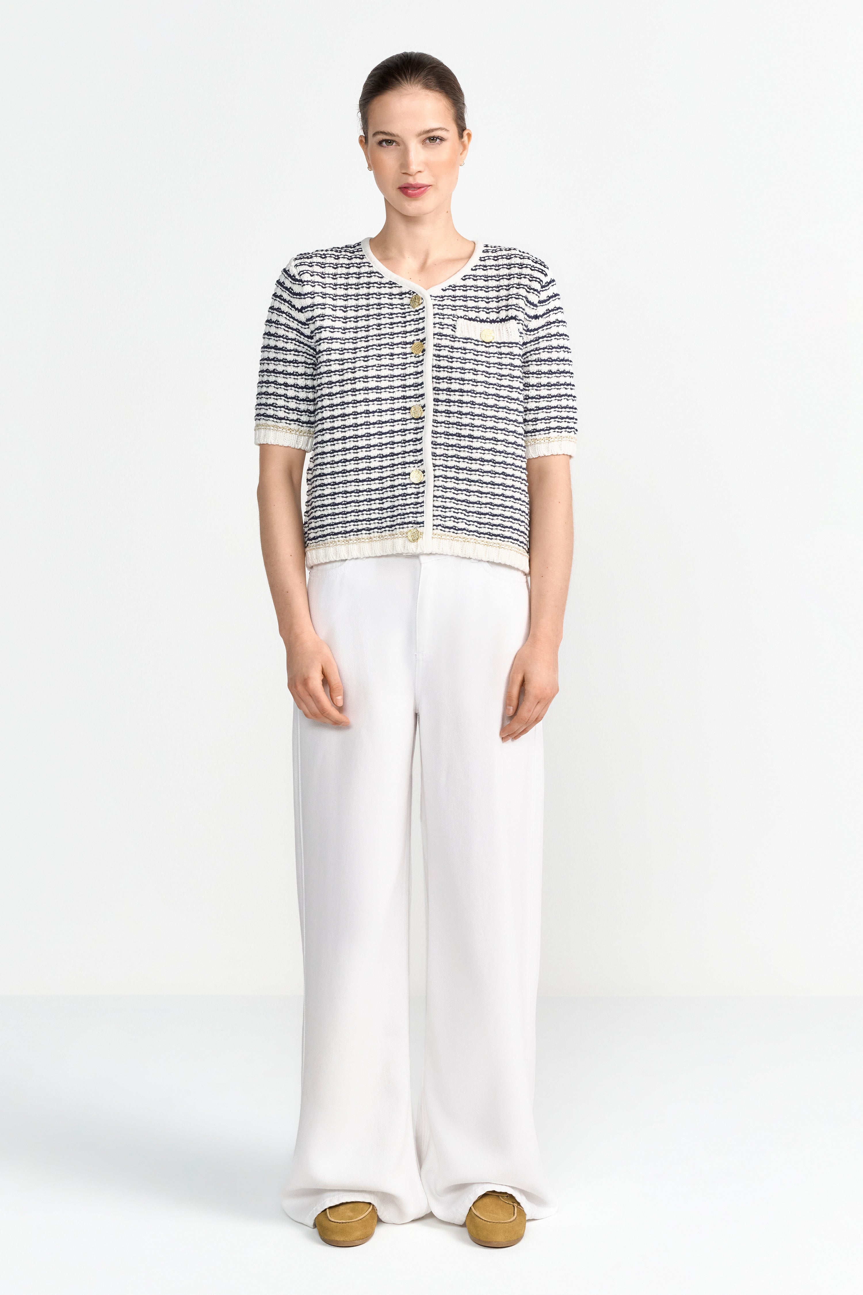 Bouclé-Cardigan mit Kurzarm