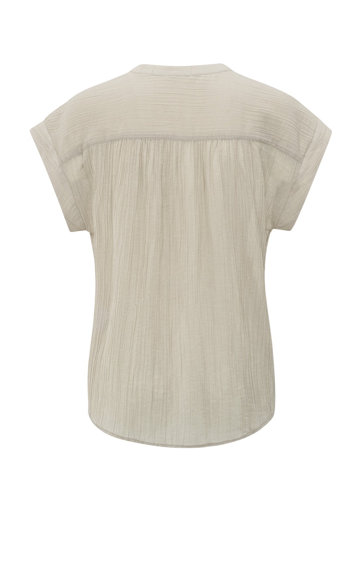 Fließende Bluse mit Polokragen und Flügelärmeln