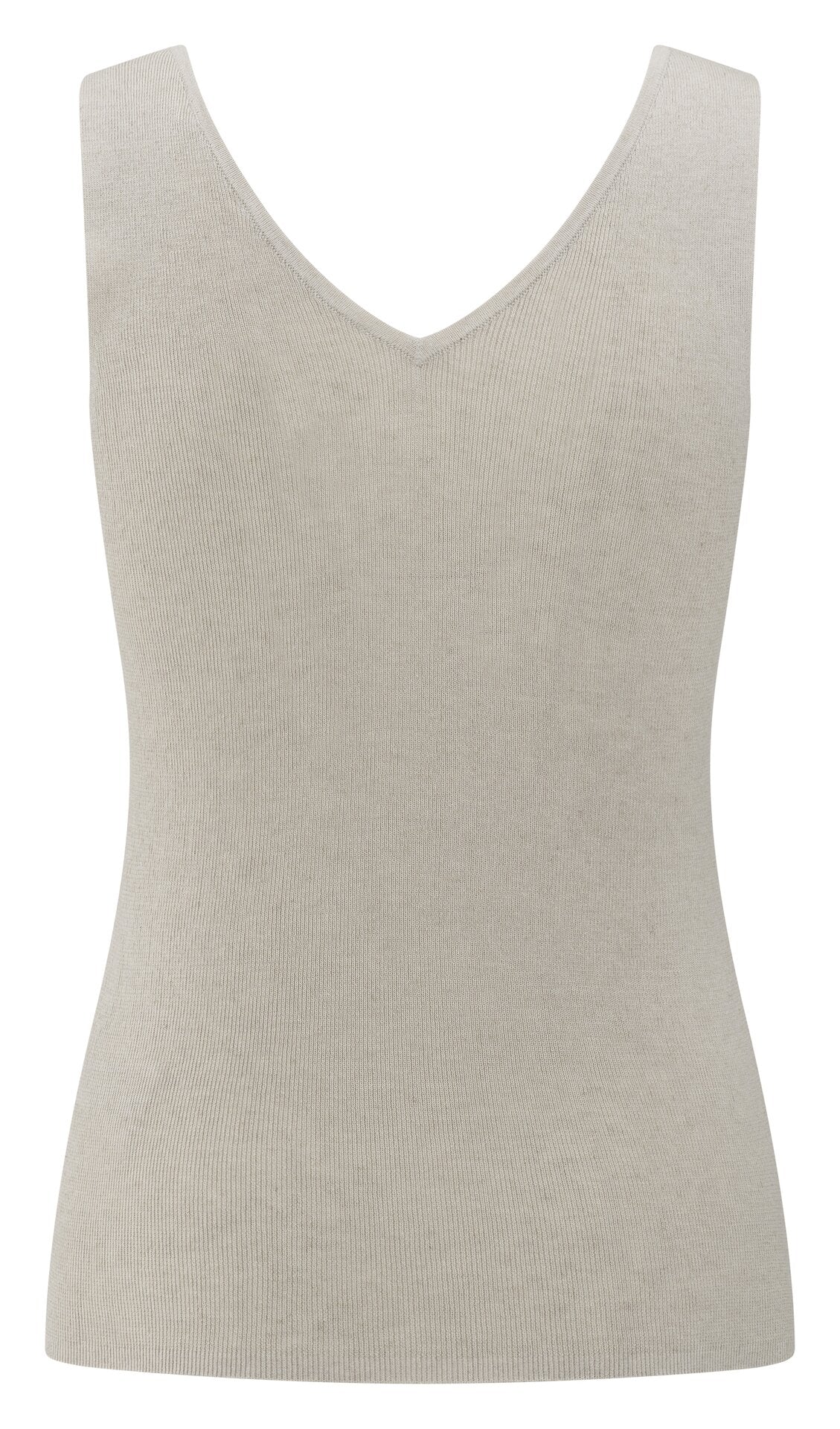 Fein geripptes Strick-Tanktop mit V-Ausschnitt
