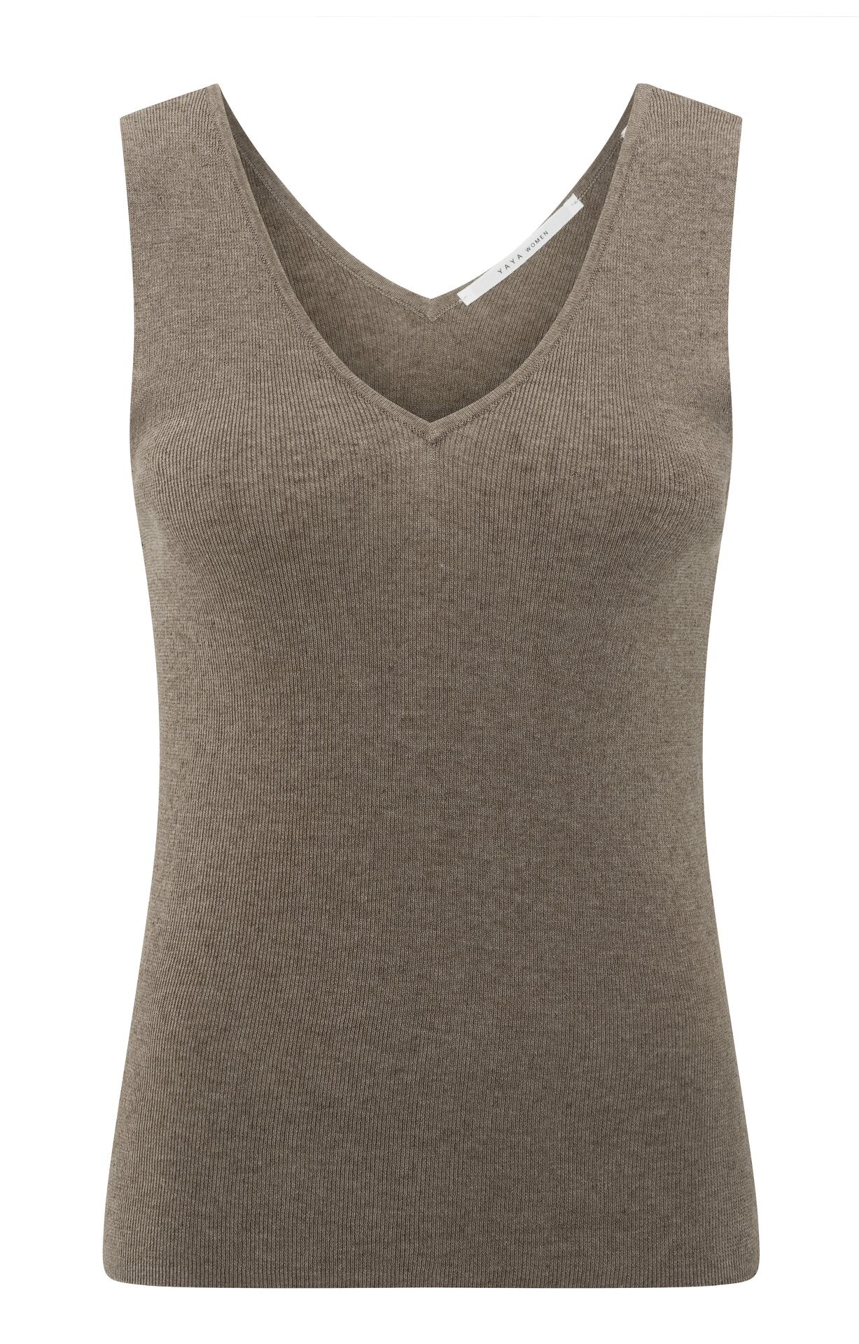 Fein geripptes Strick-Tanktop mit V-Ausschnitt