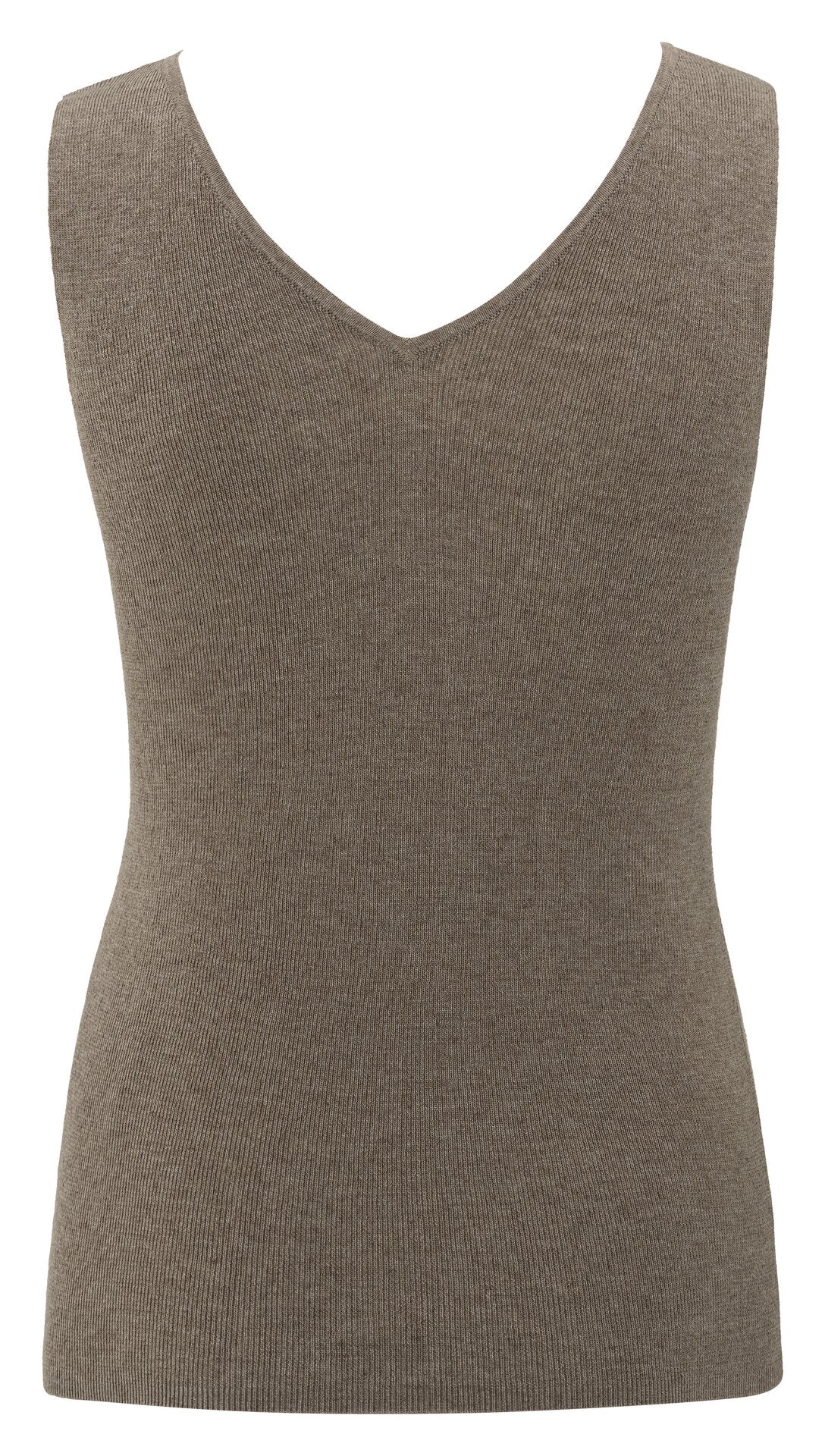 Fein geripptes Strick-Tanktop mit V-Ausschnitt