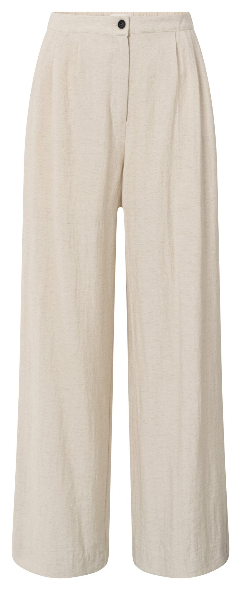 Strukturierte gewebte Hose mit weitem Bein und Bundfalten