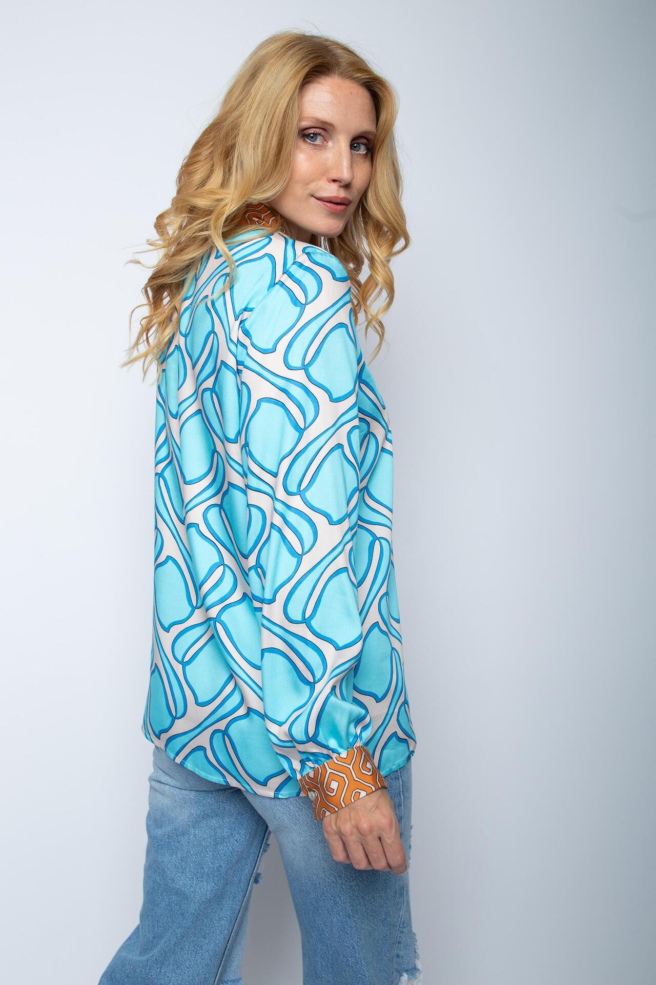 lässige Hemdbluse mit Retro-Bordüren-Print