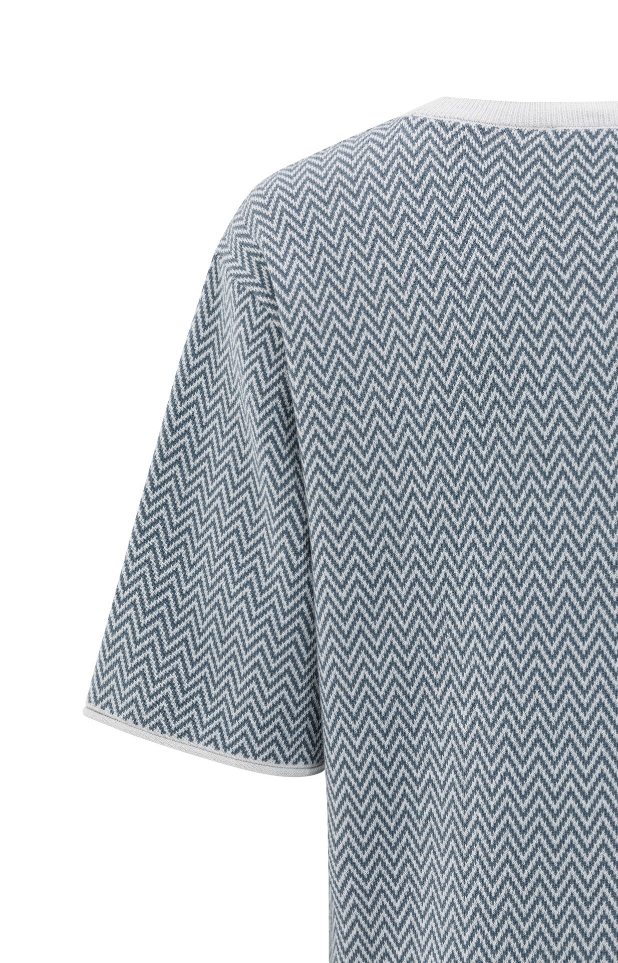Jacquard-T-Shirt mit Zickzackmuster und kurzen Ärmeln