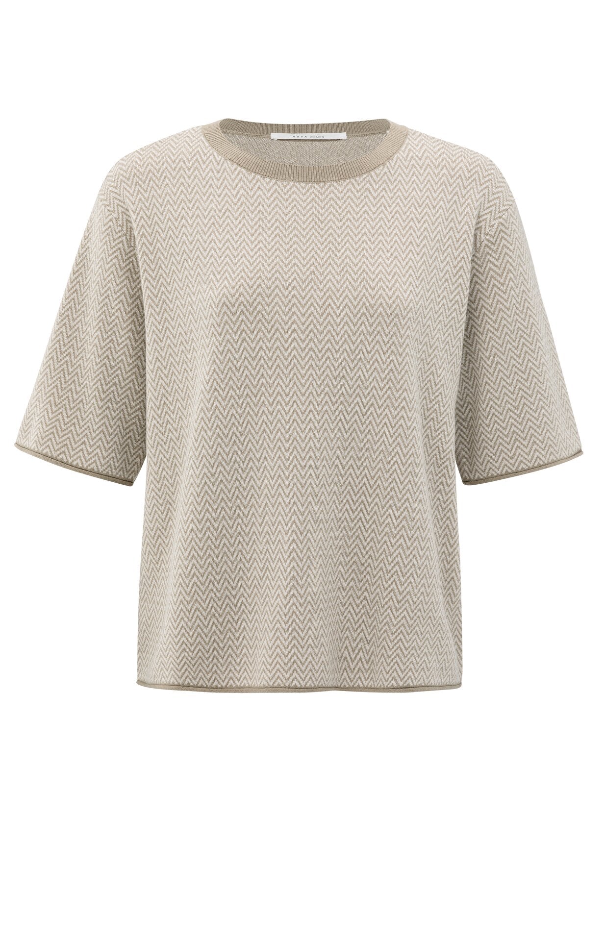 Jacquard-T-Shirt mit Zickzackmuster und kurzen Ärmeln