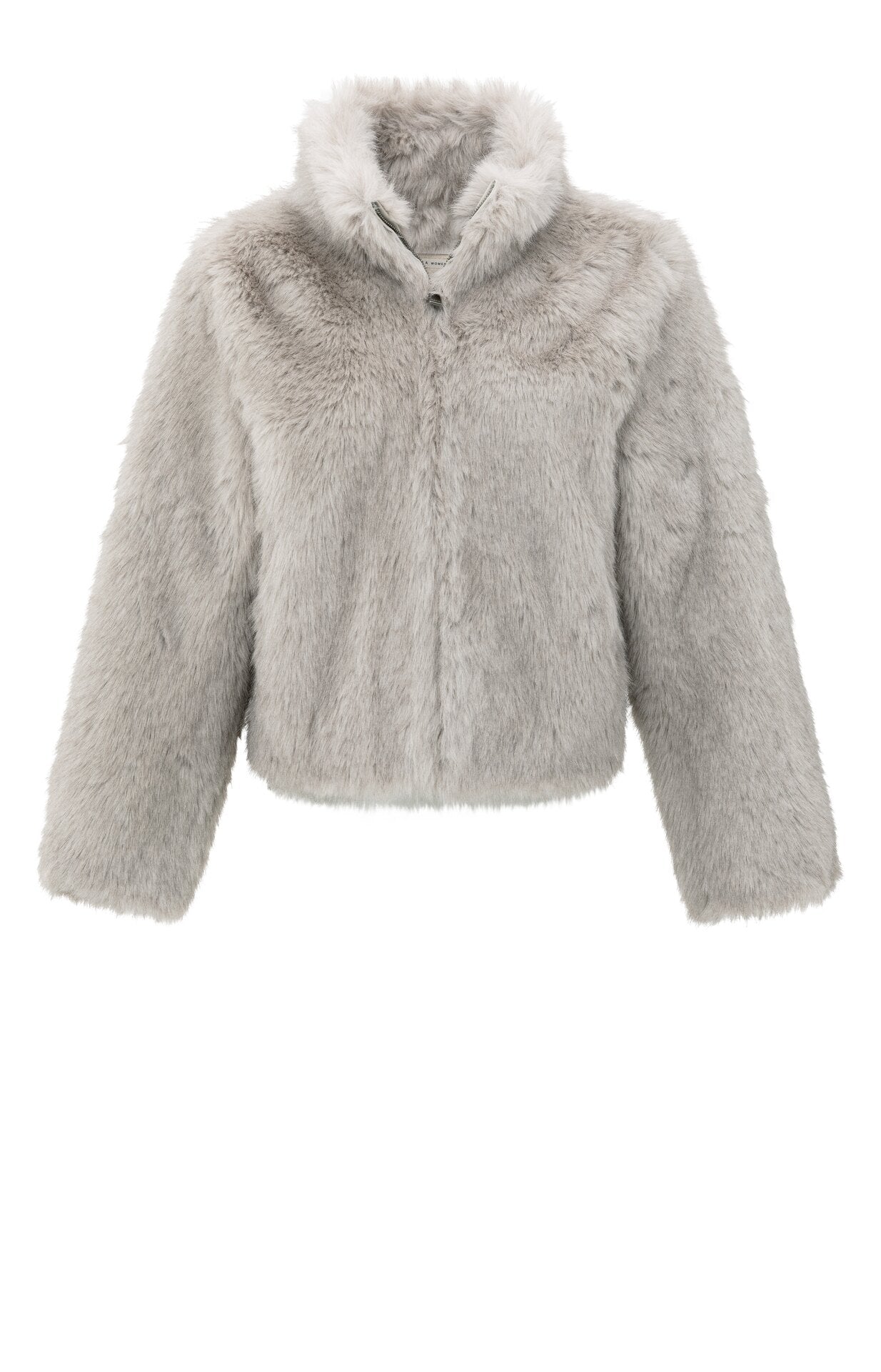 Jacke aus Fellimitat mit Stehkragen