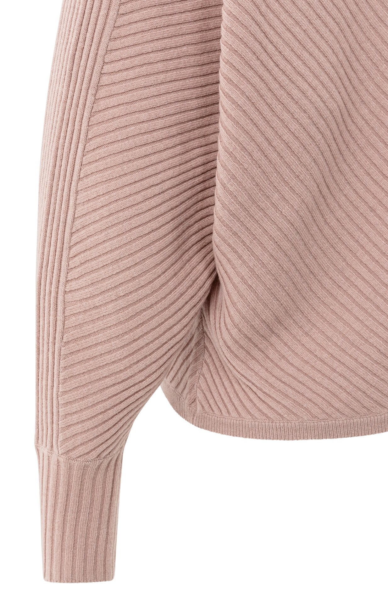 Gerippter Pullover mit Fledermausärmeln und hohem Kragen