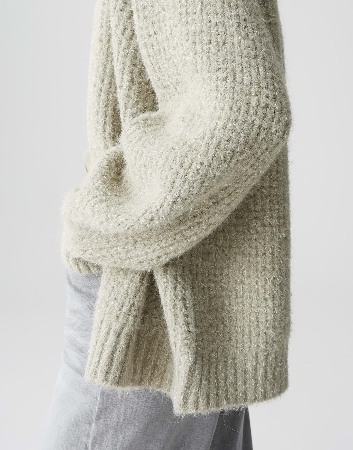 offener Cardigan mit haarigem Strick