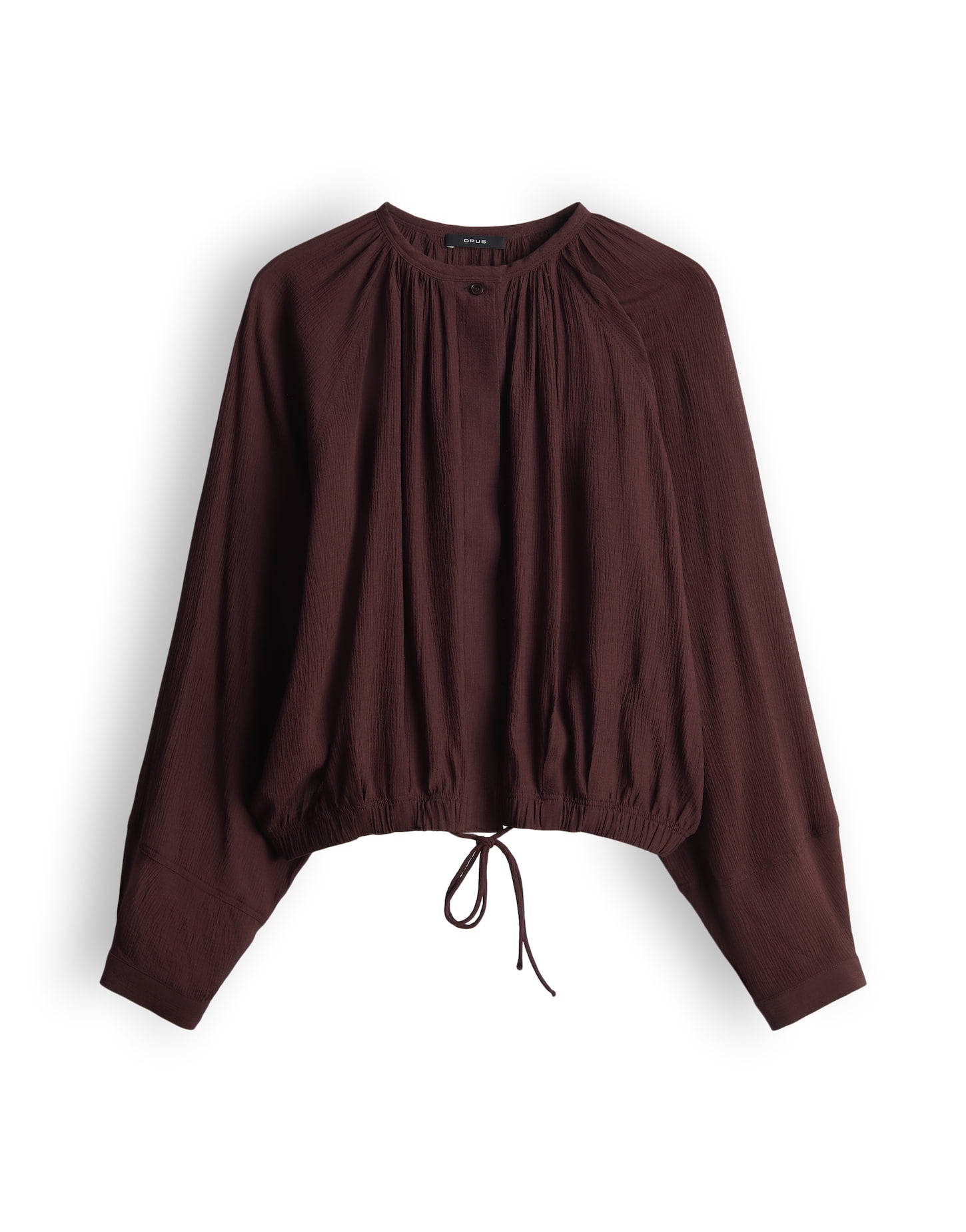 Luftige Crinkle-Bluse mit Ballonärmeln