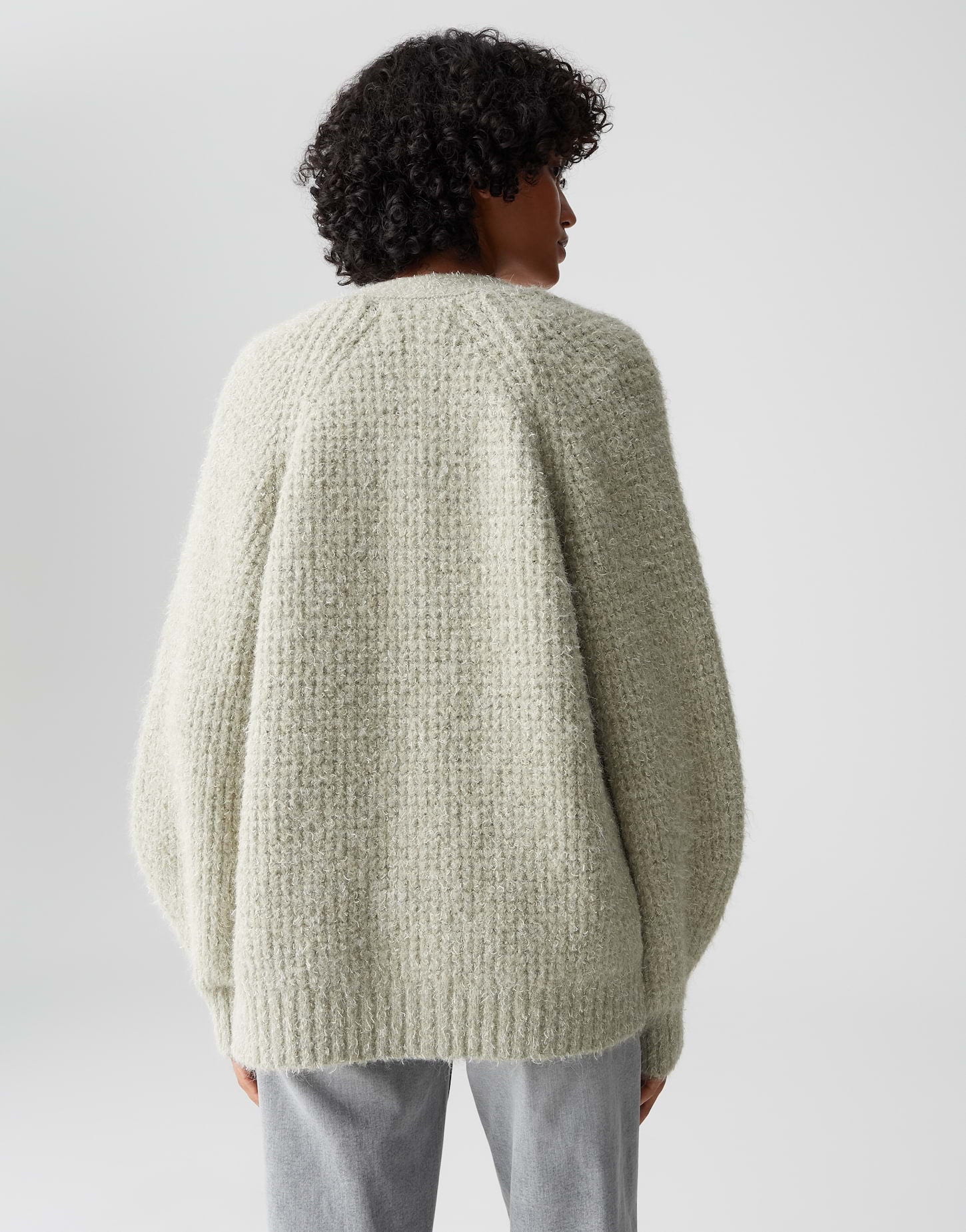 offener Cardigan mit haarigem Strick