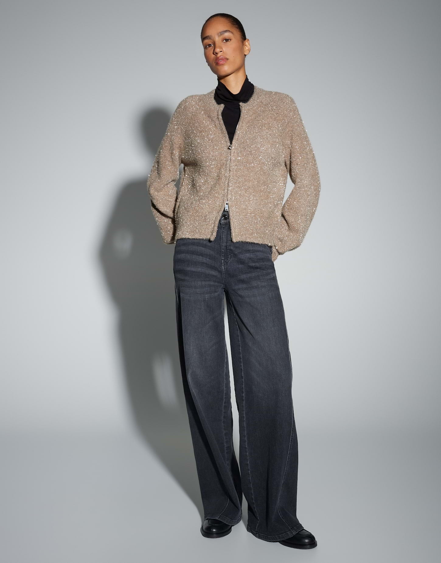 Strickblouson mit Glanzeffekt