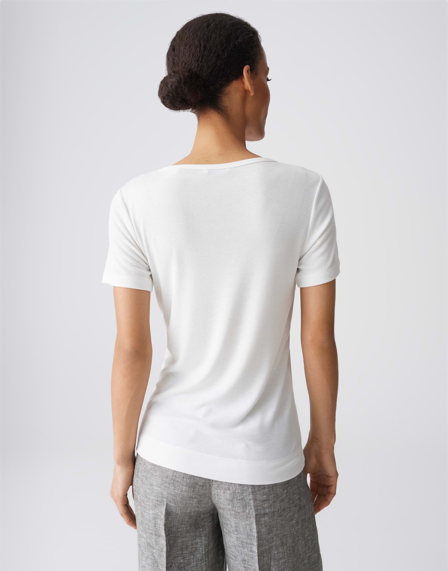 Figurbetontes Feinripp-T-Shirt