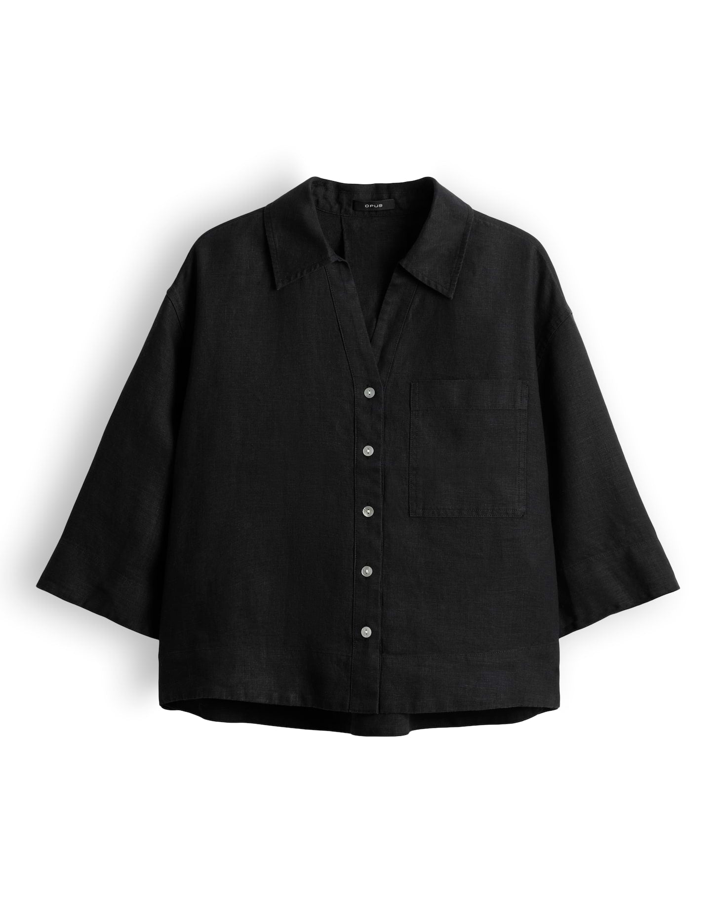 Deine oversized Leinenbluse mit Perlmuttknöpfen