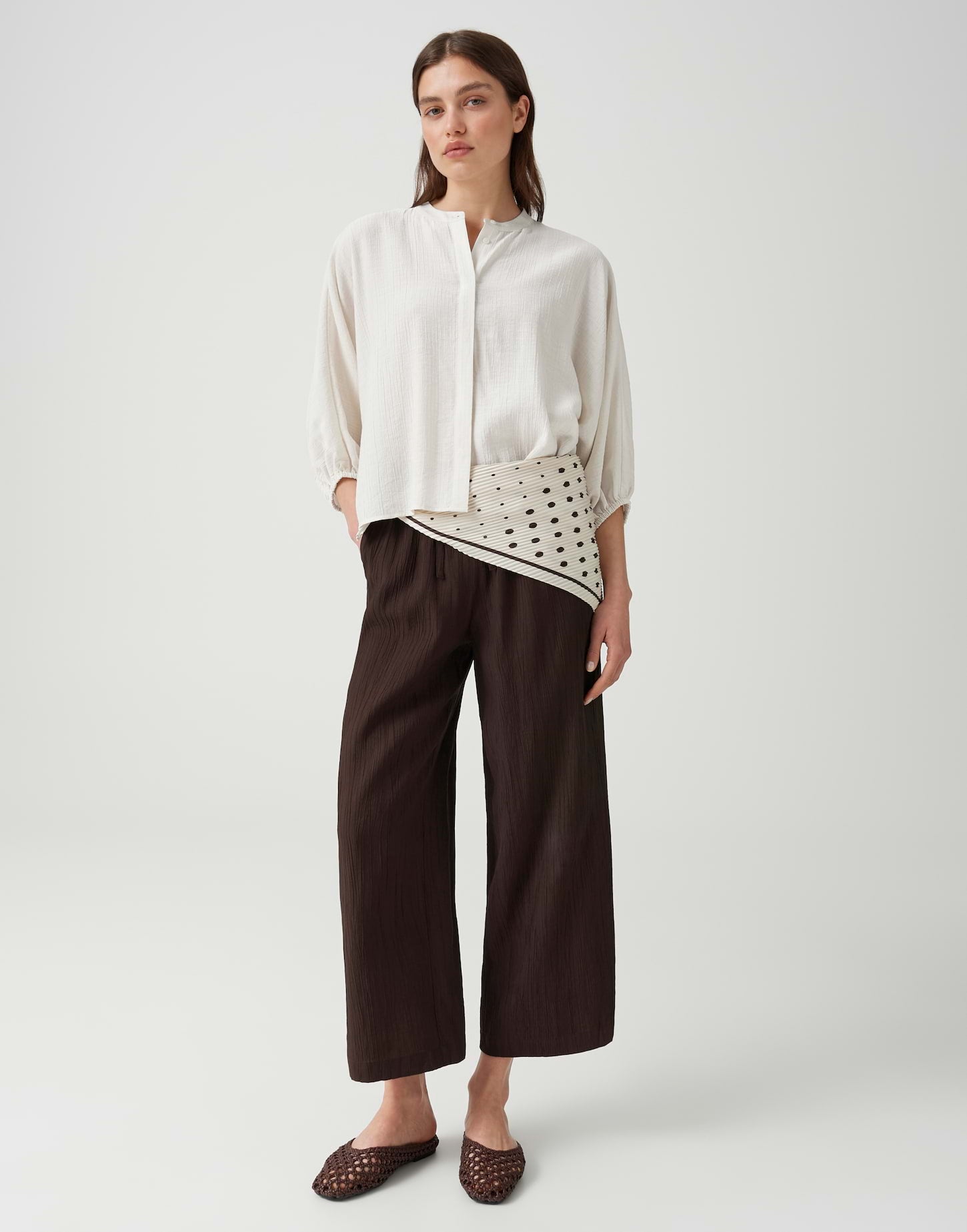 Oversized-Bluse mit Crinkle-Effekt