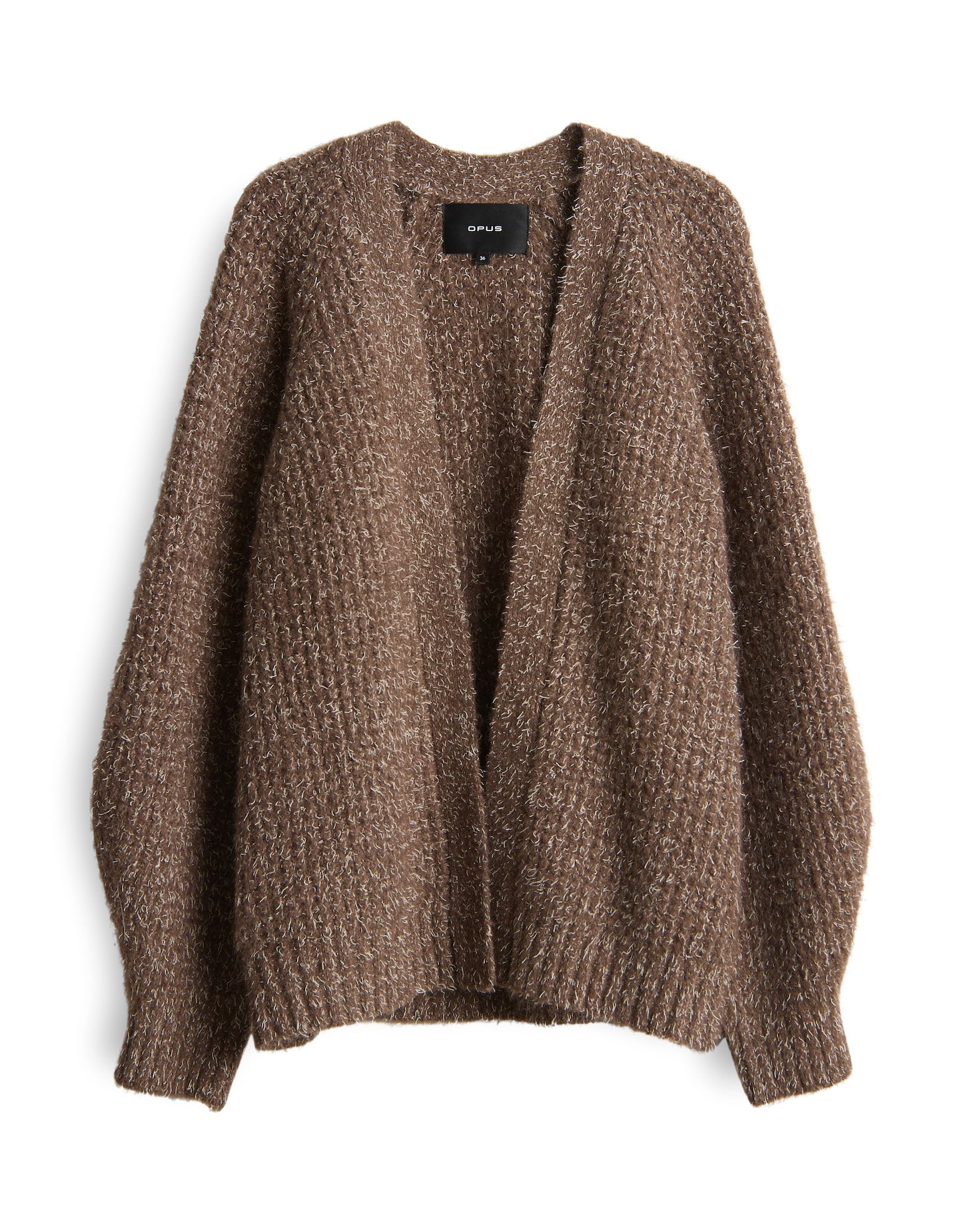 offener Cardigan mit haarigem Strick