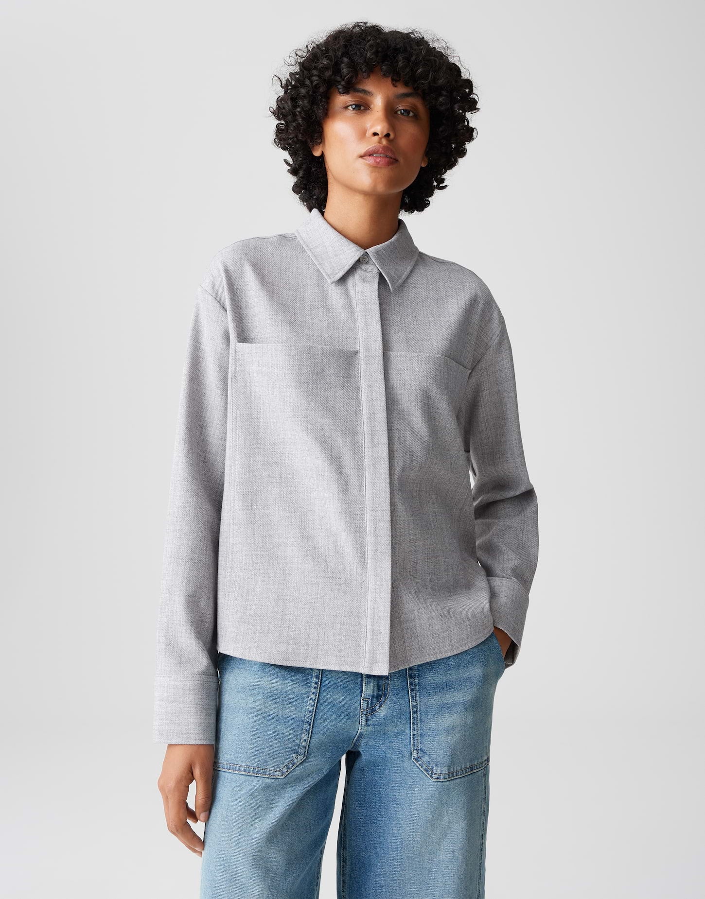 Hemdbluse aus feiner Mélange