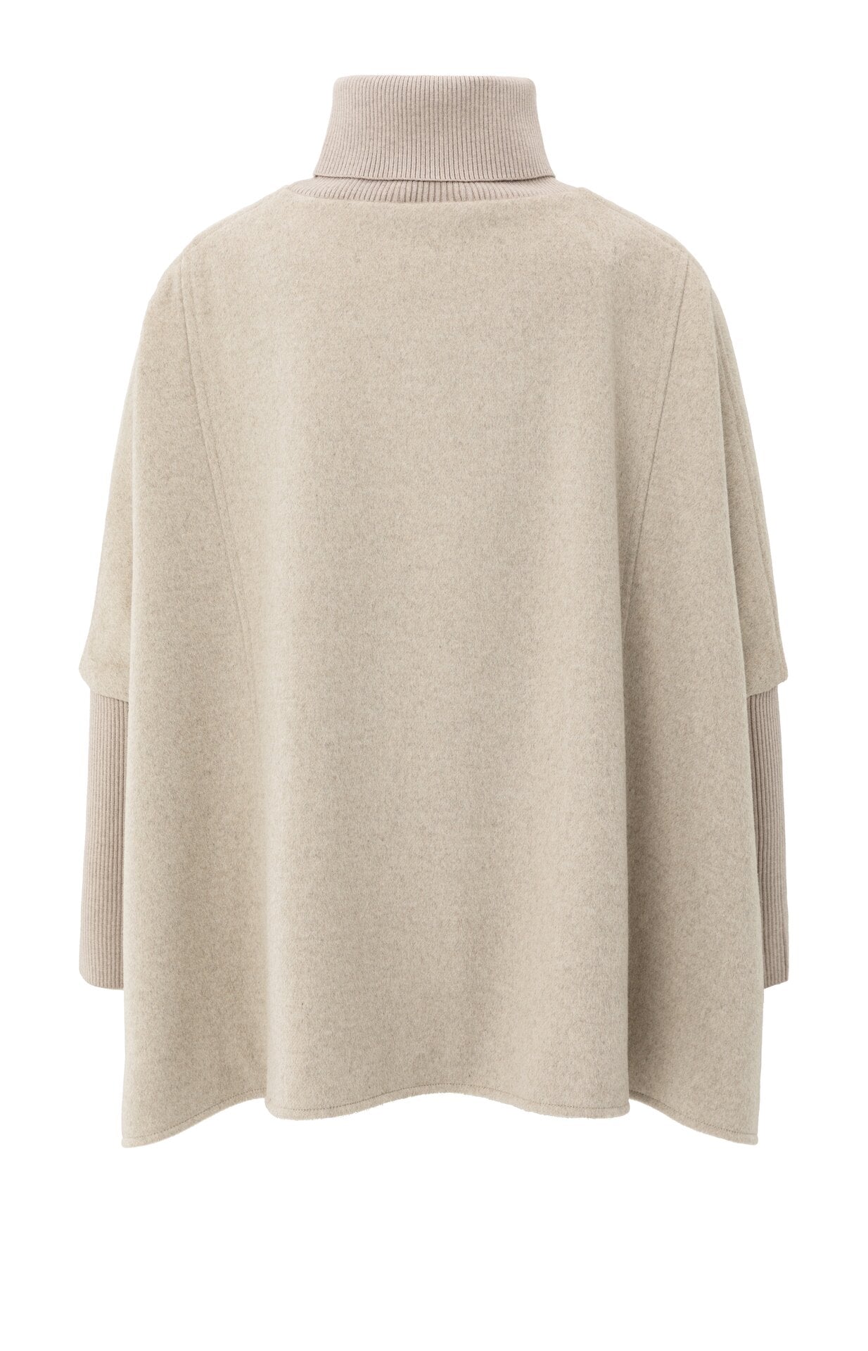 Poncho aus Wollmischung mit Rollkragen und Pattentasche