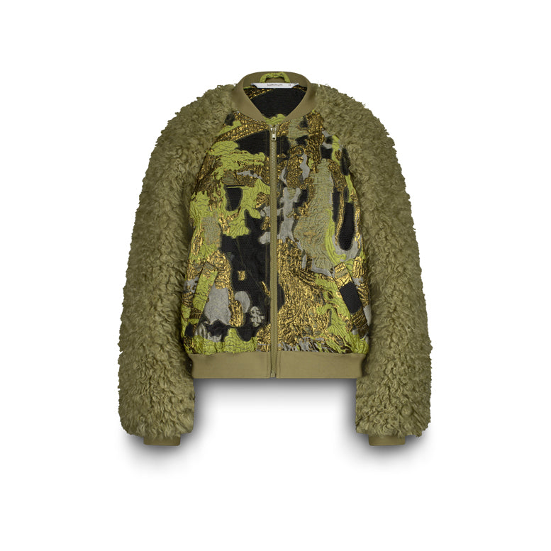 Bomberjacke im Jacquard-Teddy-Mix