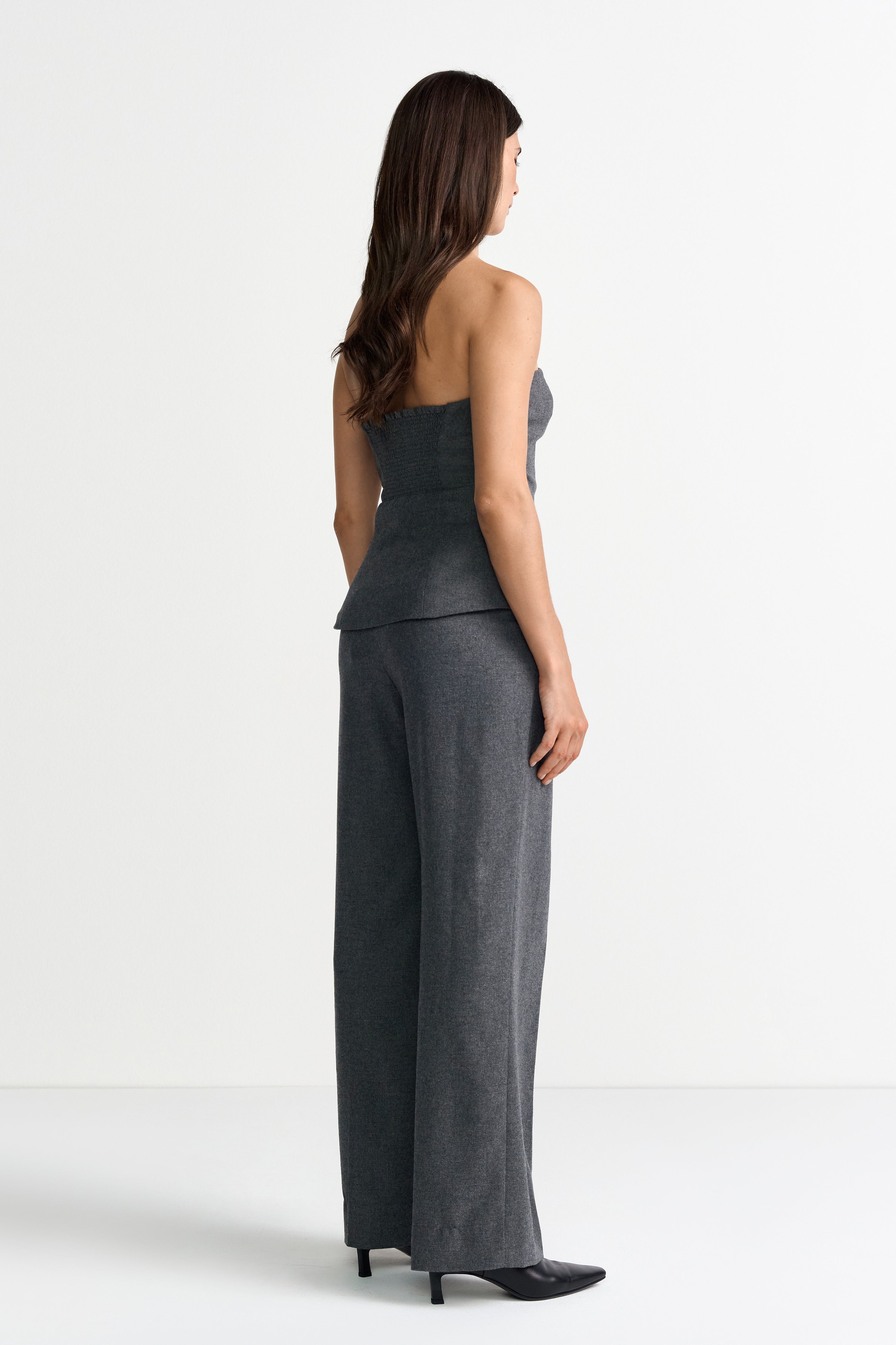Stylische graue Bundfaltenhose aus edlem Flanell