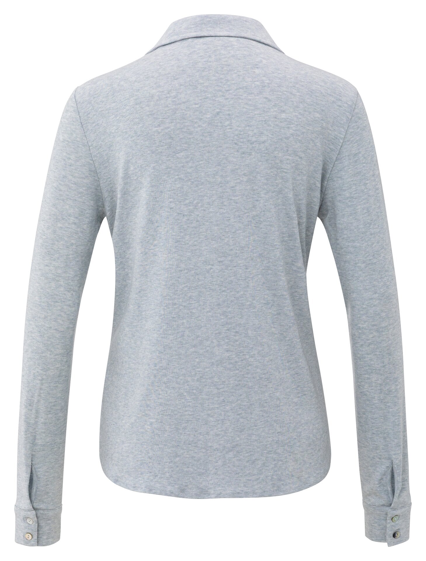 Jerseybluse aus Melangestoff mit V-Ausschnitt und Knöpfen