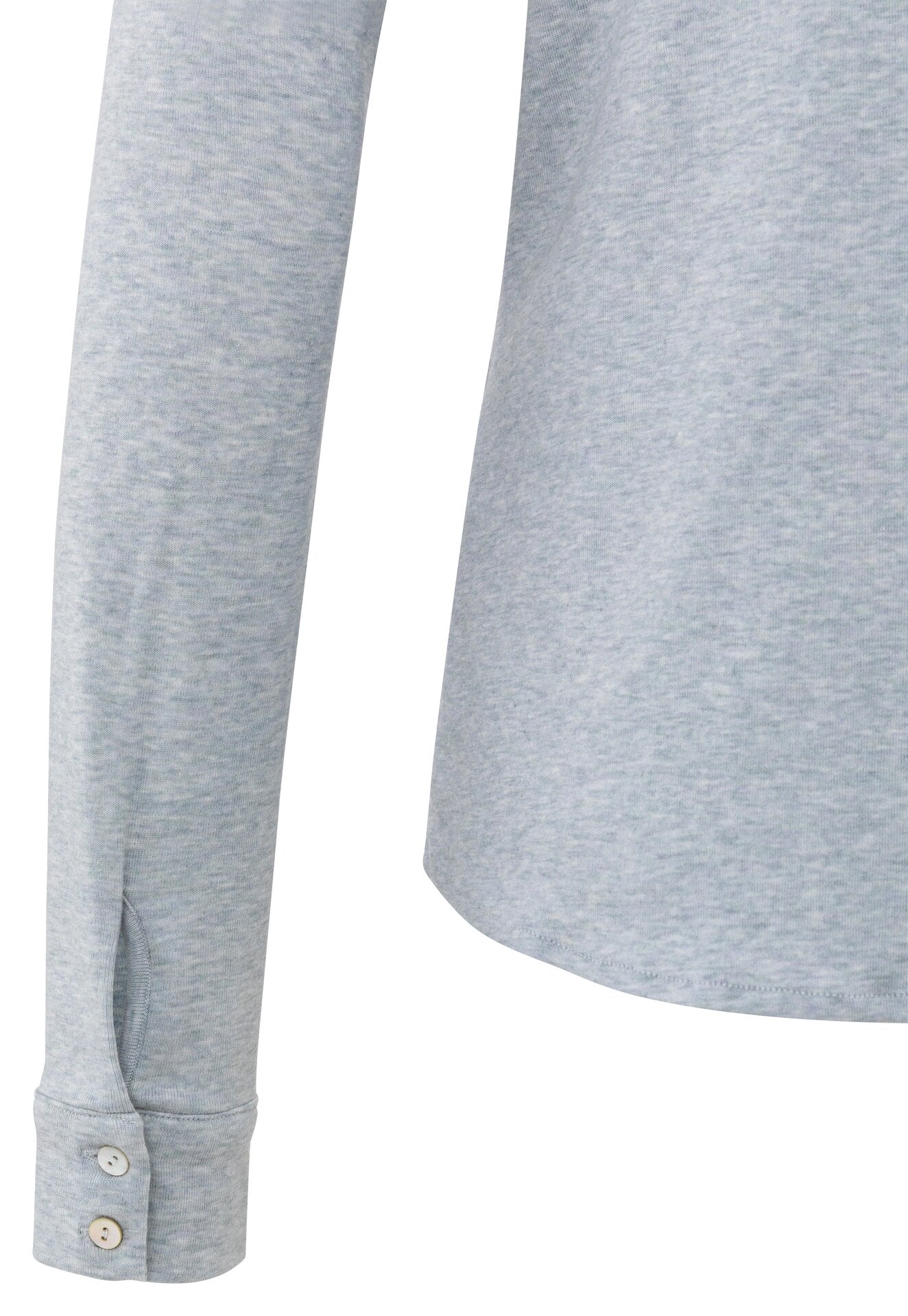 Jerseybluse aus Melangestoff mit V-Ausschnitt und Knöpfen