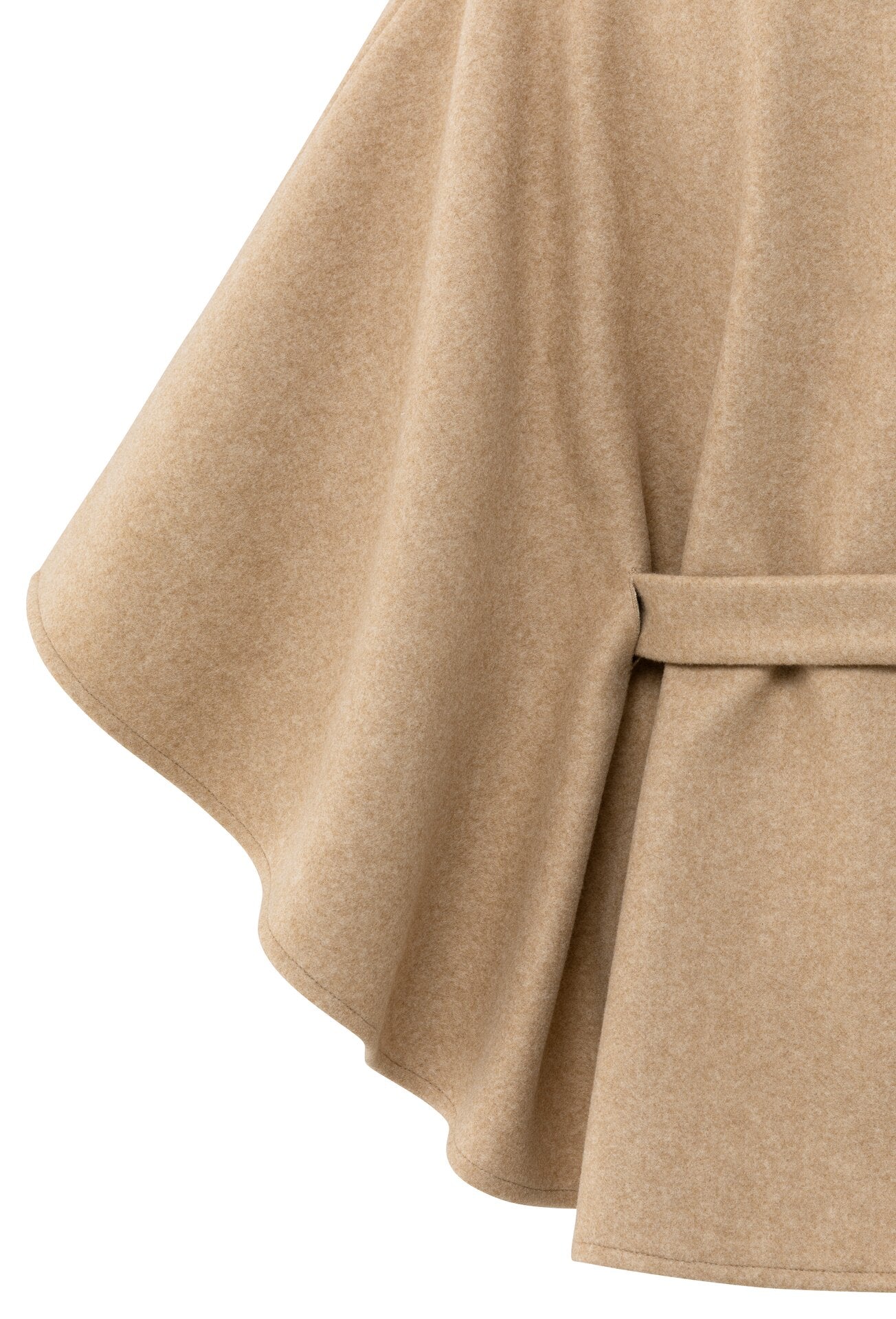 Weicher gewebter Poncho mit Kragen und Gürtel