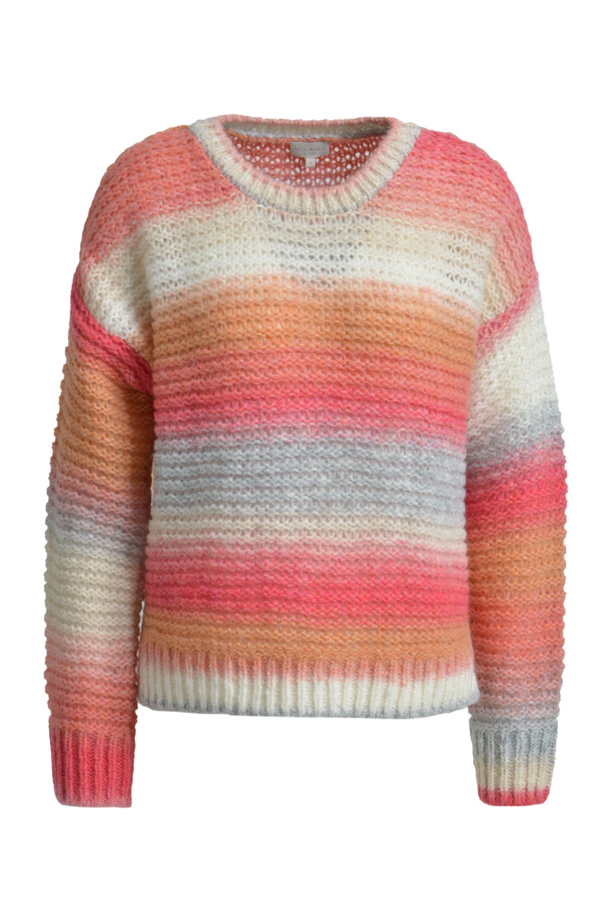 Mehrfarbiger Strickpullover mit überschnittenen Schultern