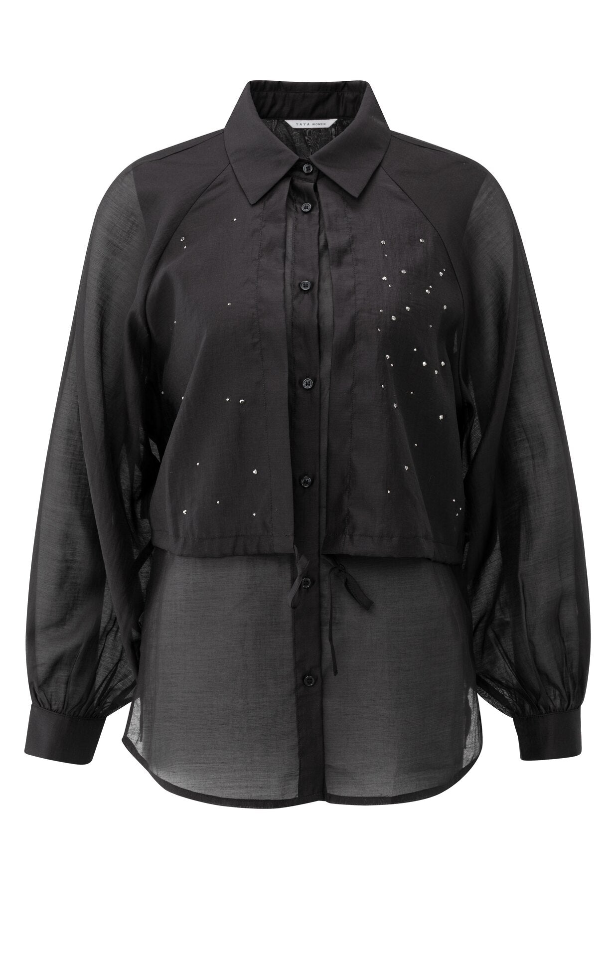 Raffinierte Bluse mit doppellagigem Design und feinen Verzierungen