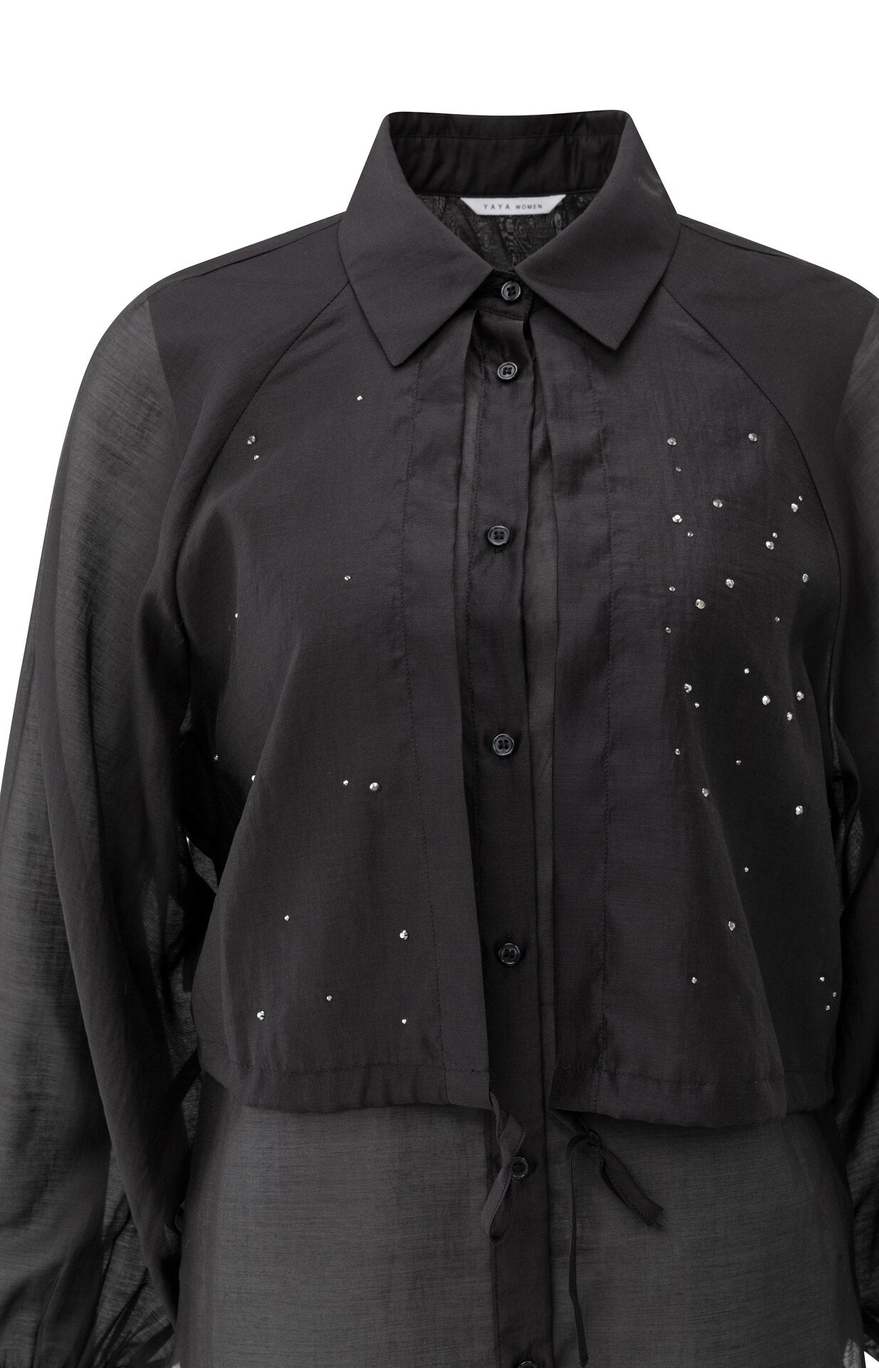 Raffinierte Bluse mit doppellagigem Design und feinen Verzierungen