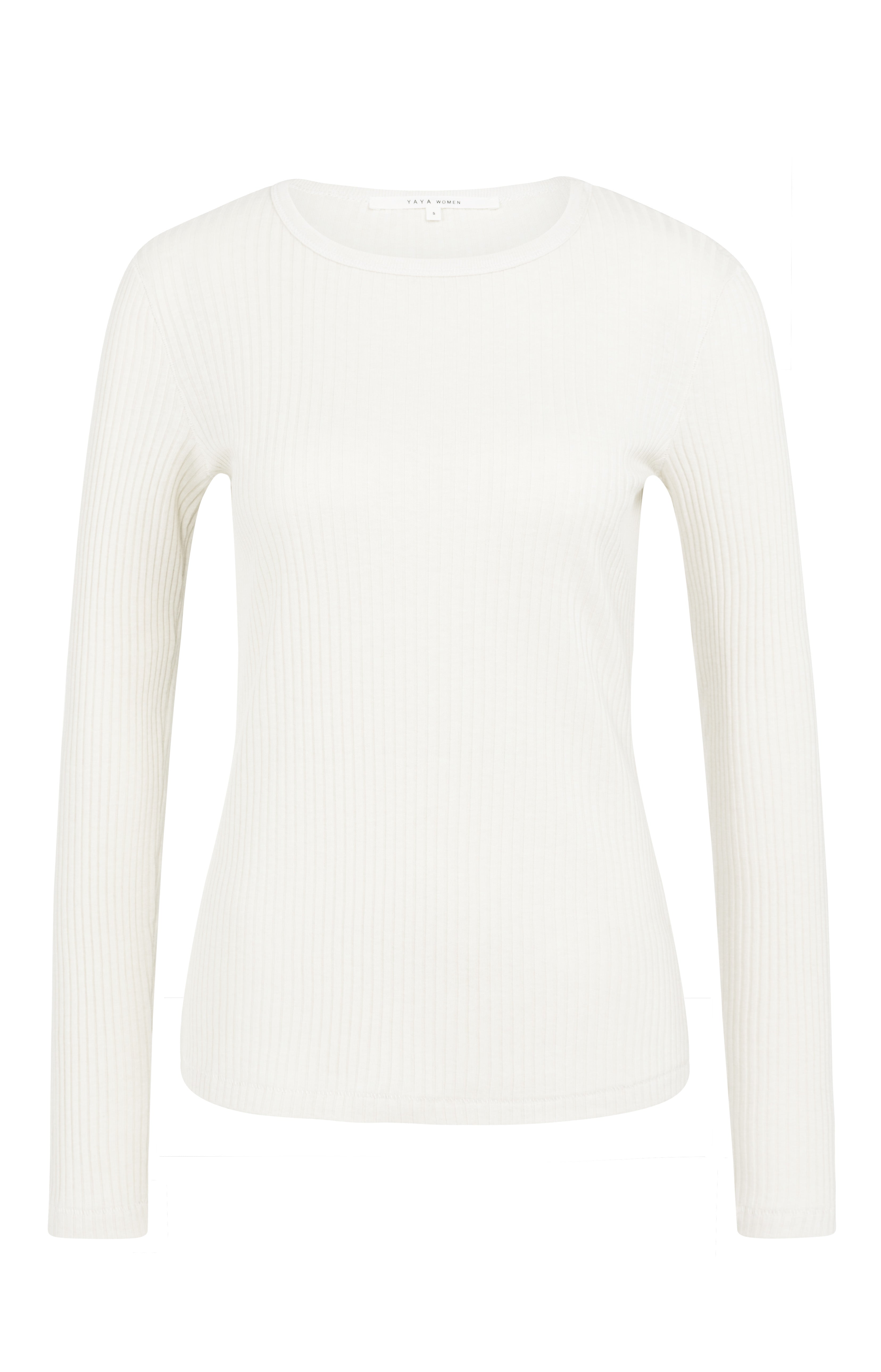 Geripptes Langarmshirt mit Rundhalsausschnitt