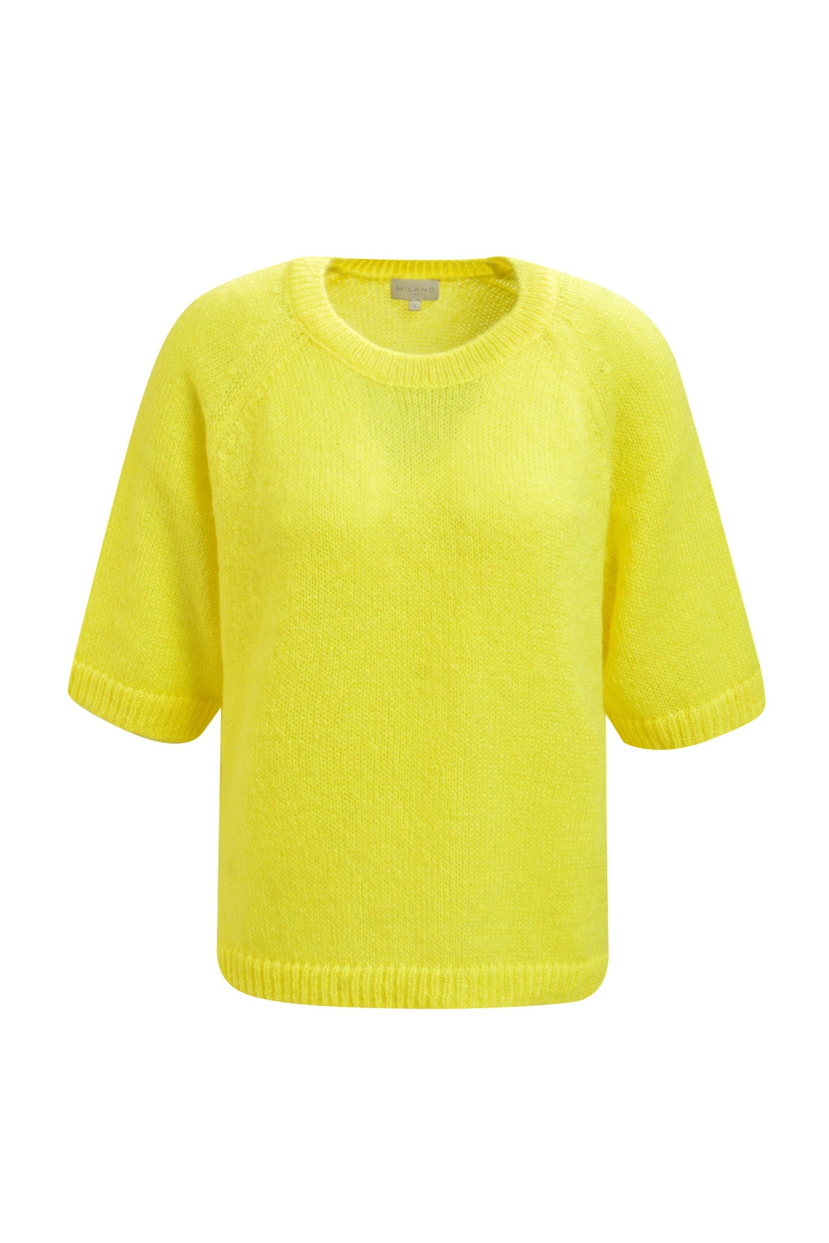 Locker geschnittener Kurzarm-Strickpullover in Neon-Gelb