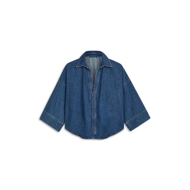 Leichte Denim-Bluse mit Kimono-Details