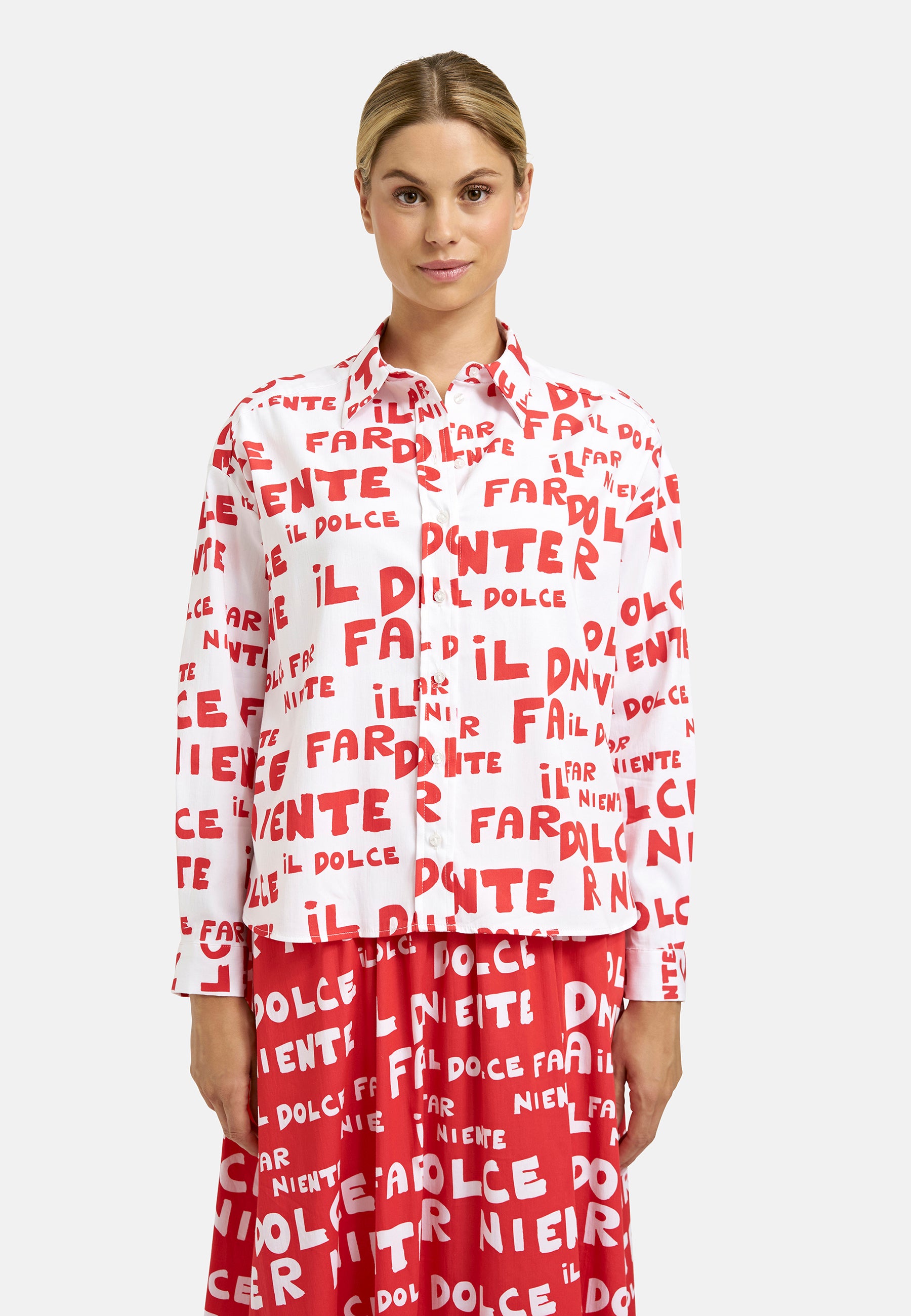 Oversized-Hemdbluse mit Allover-Print