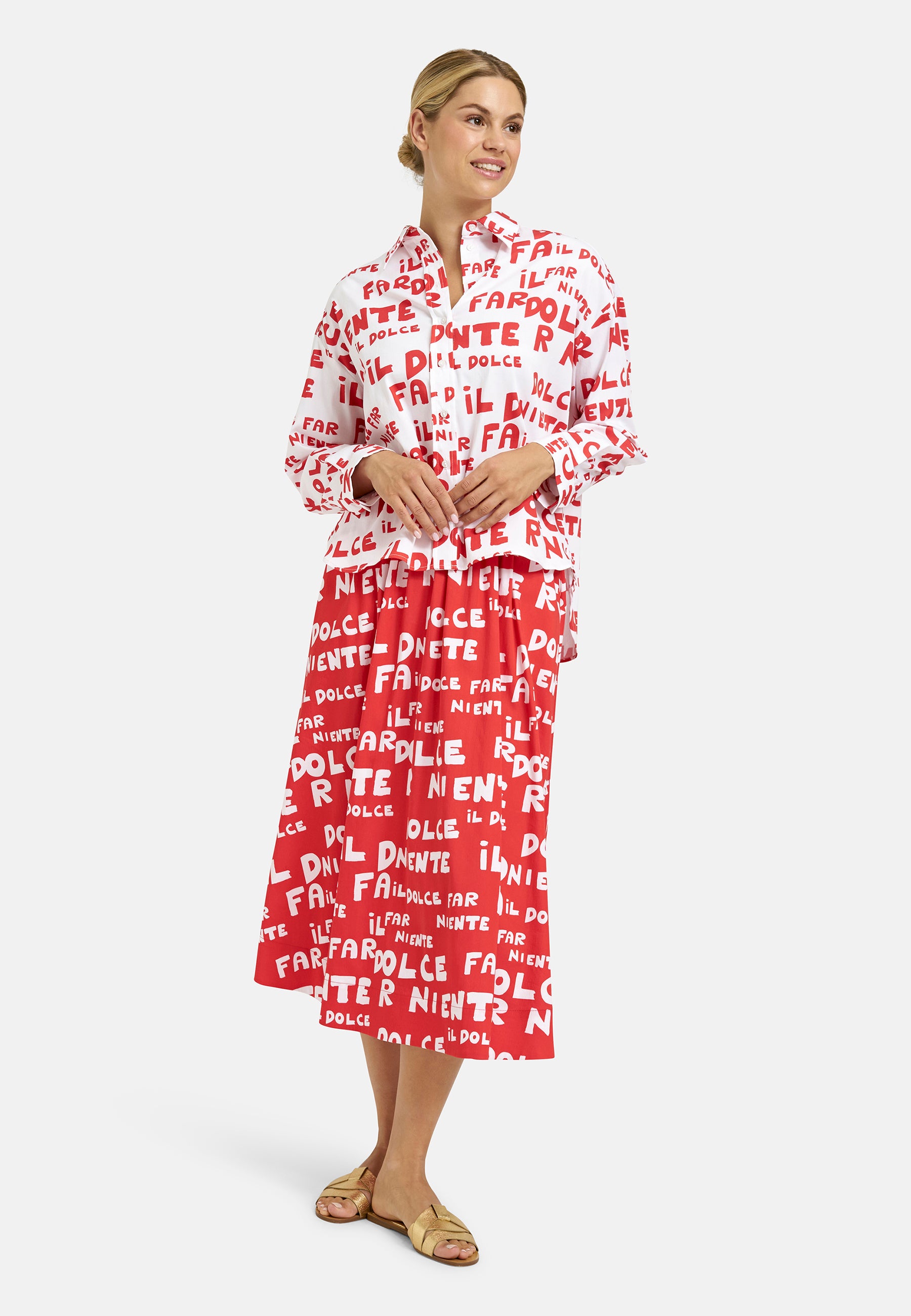 Oversized-Hemdbluse mit Allover-Print