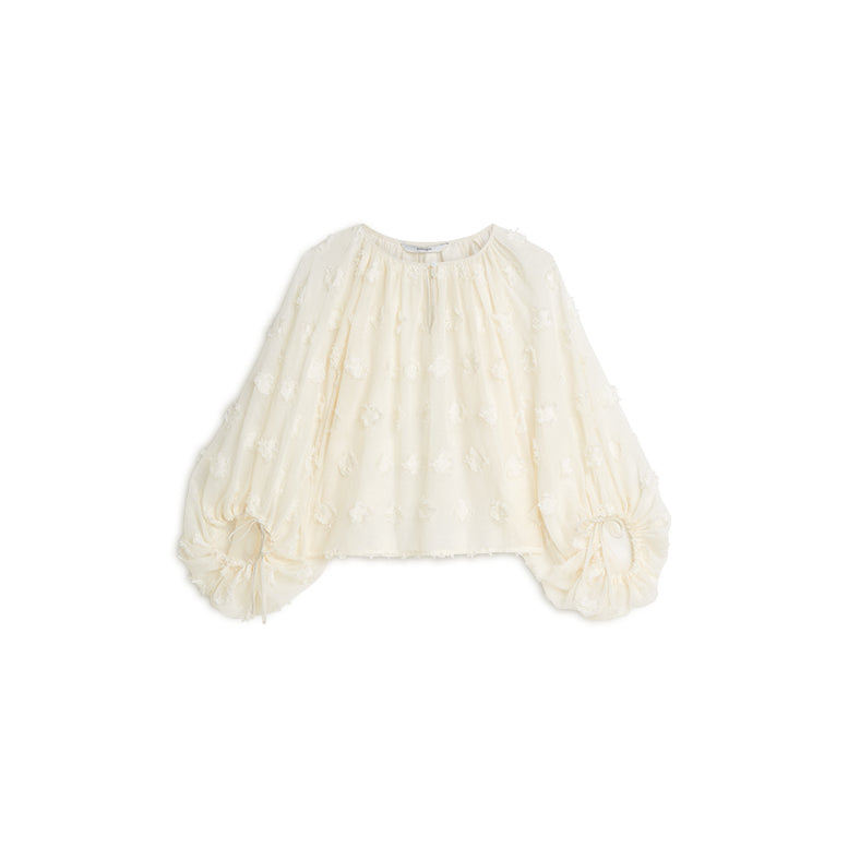 Strukturierte Bluse mit floralen Akzenten in zwei Farben