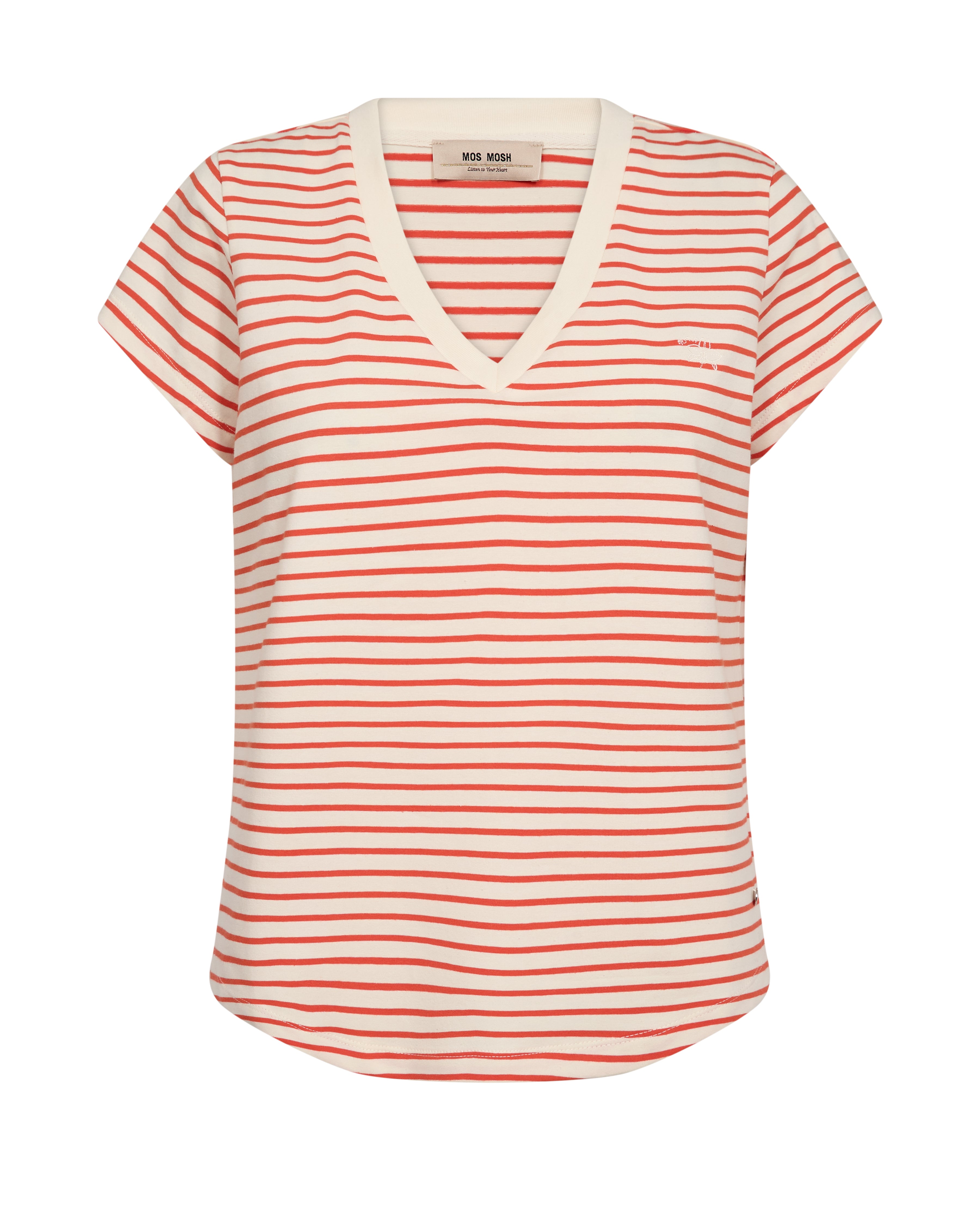 Maritimer Basic-Chic in Rot und Hellbraun mit dem V-Neck Streifen-Shirt