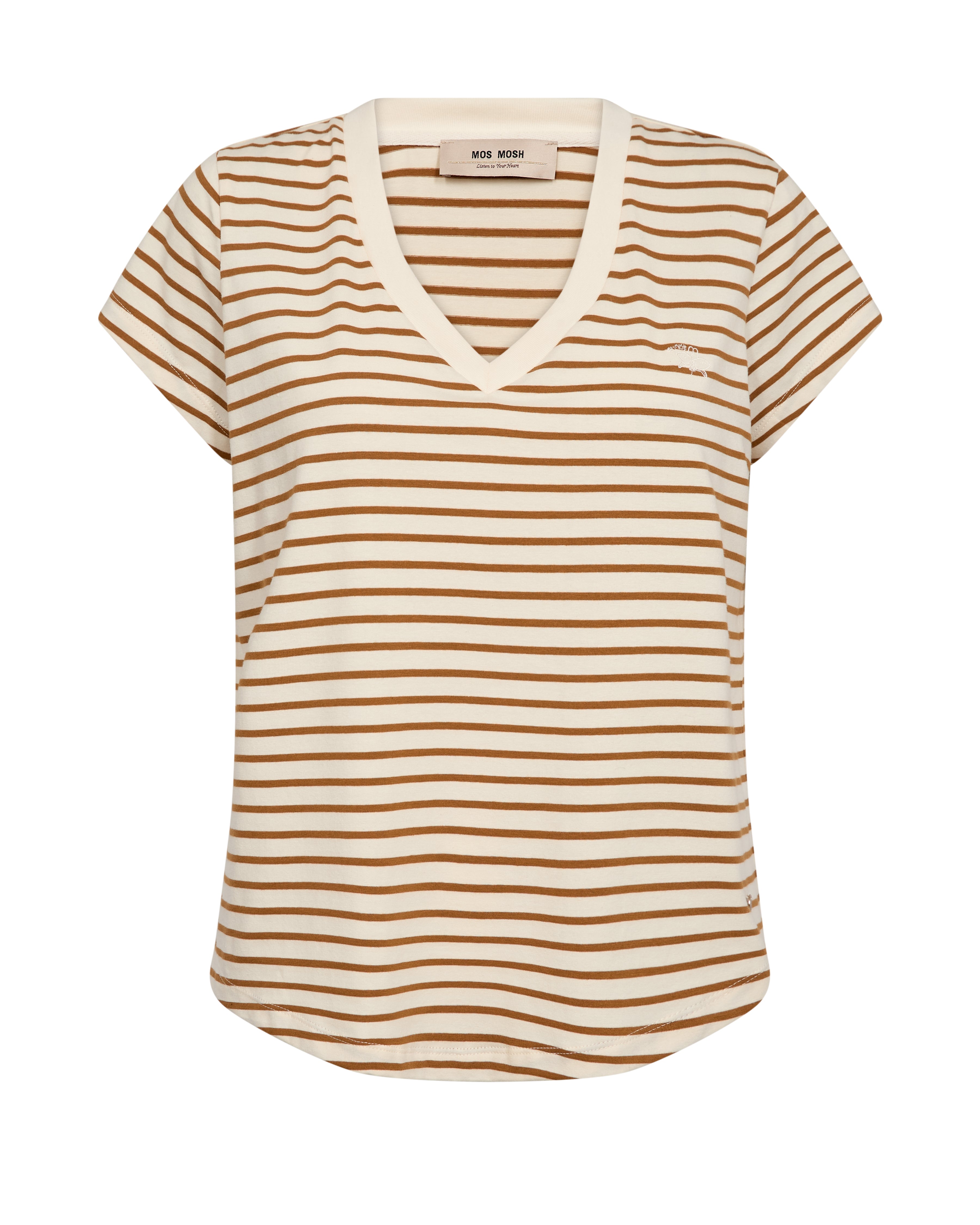 Maritimer Basic-Chic in Rot und Hellbraun mit dem V-Neck Streifen-Shirt