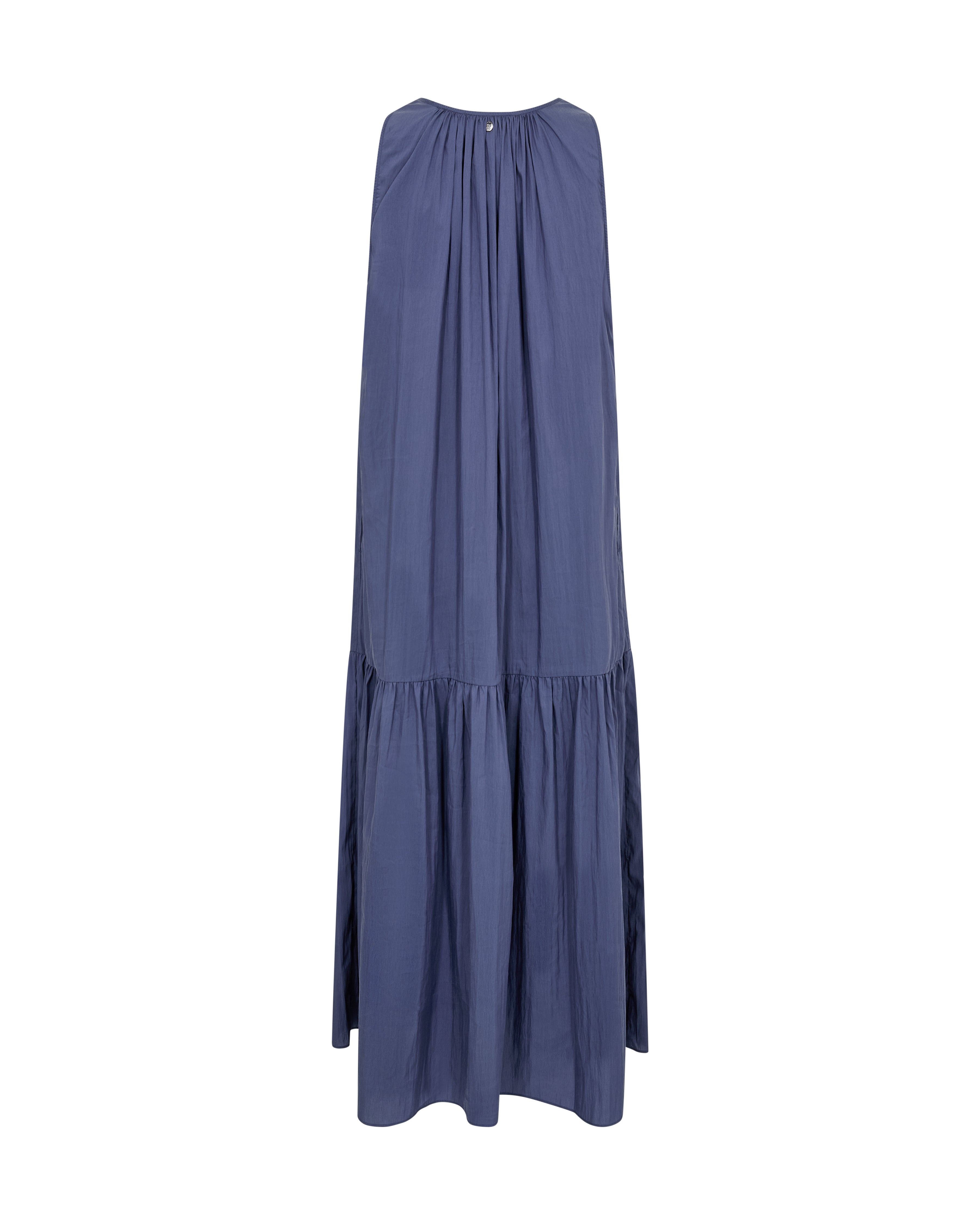 Luftige Eleganz in Tiefblau mit diesem ärmelloses Stufen-Maxikleid