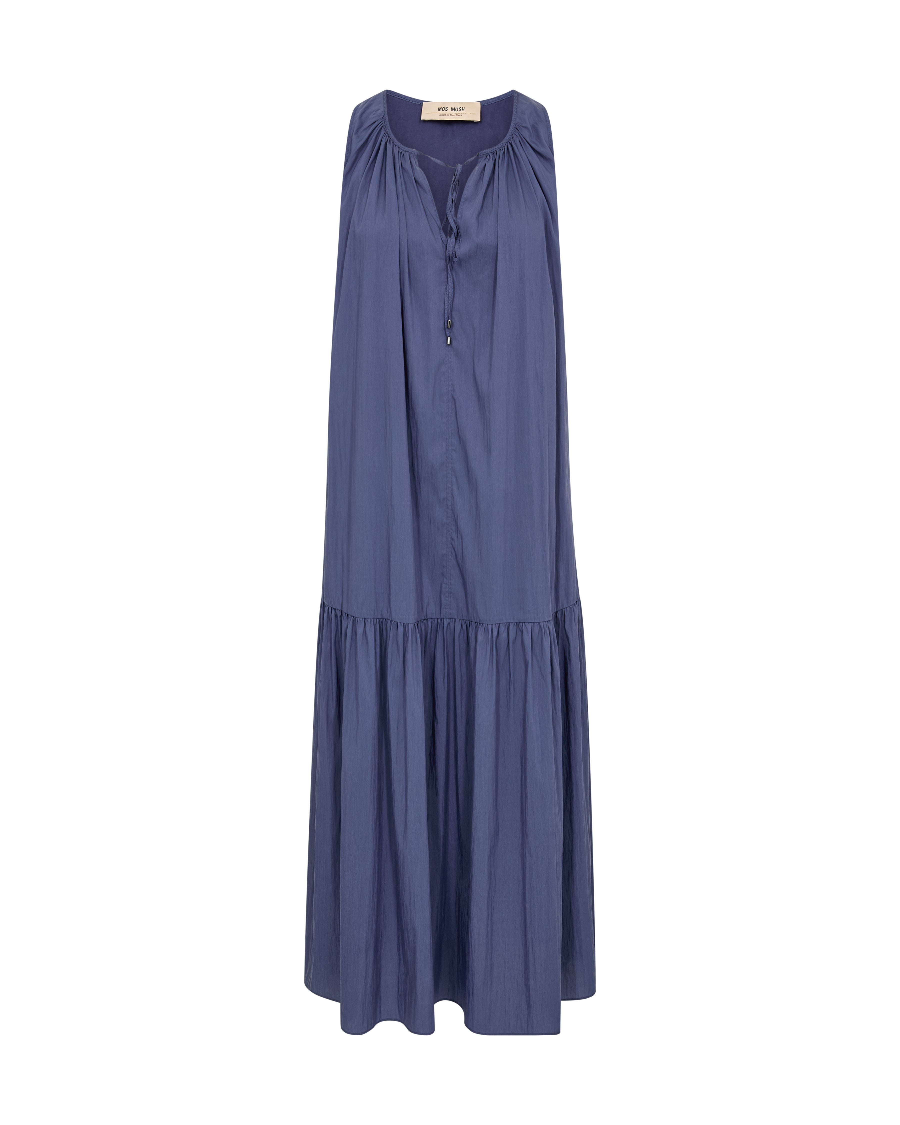 Luftige Eleganz in Tiefblau mit diesem ärmelloses Stufen-Maxikleid
