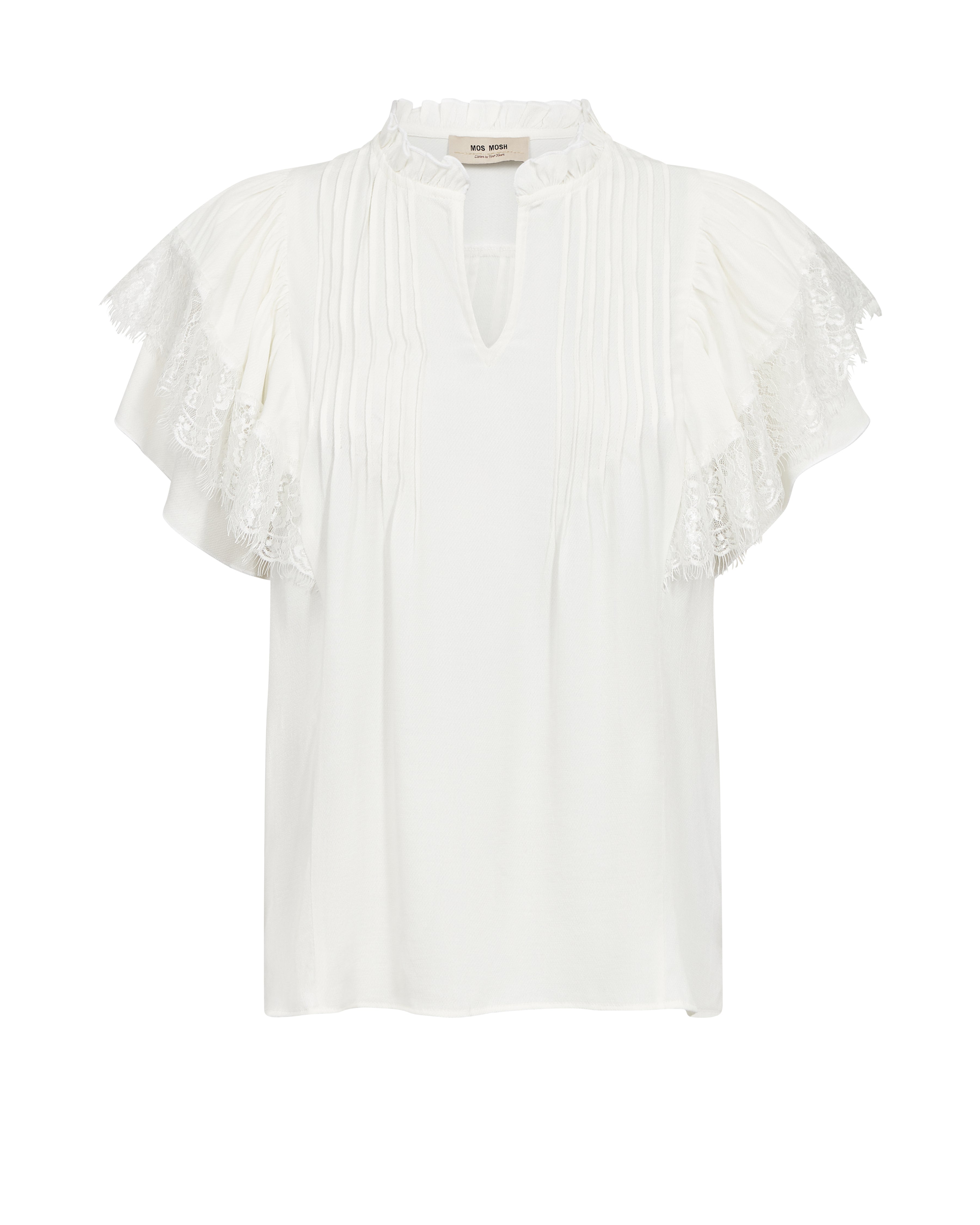 Romantische Leichtigkeit mit dieser Plissee-Bluse und Spitzen-Details