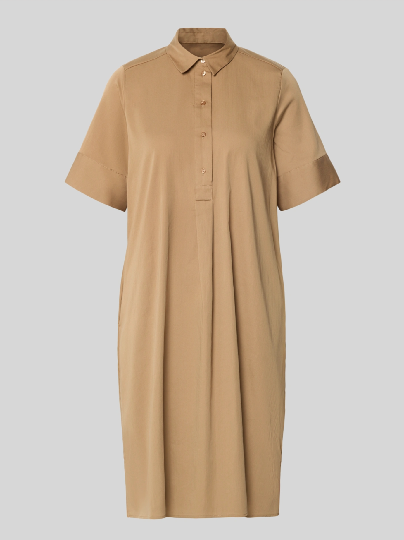 Dein neues Hemdblusenkleid in edlem Karamell oder Dunkelblau