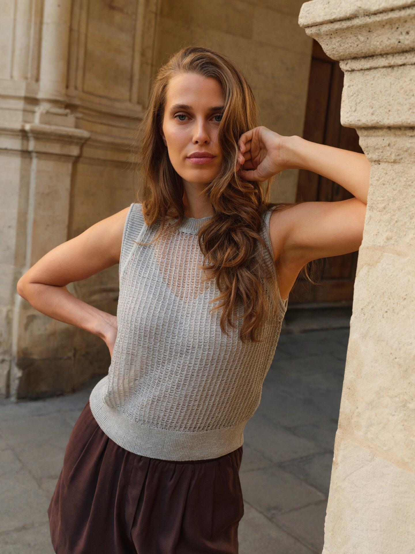 Stricktop-Set in grobmaschiger Optik