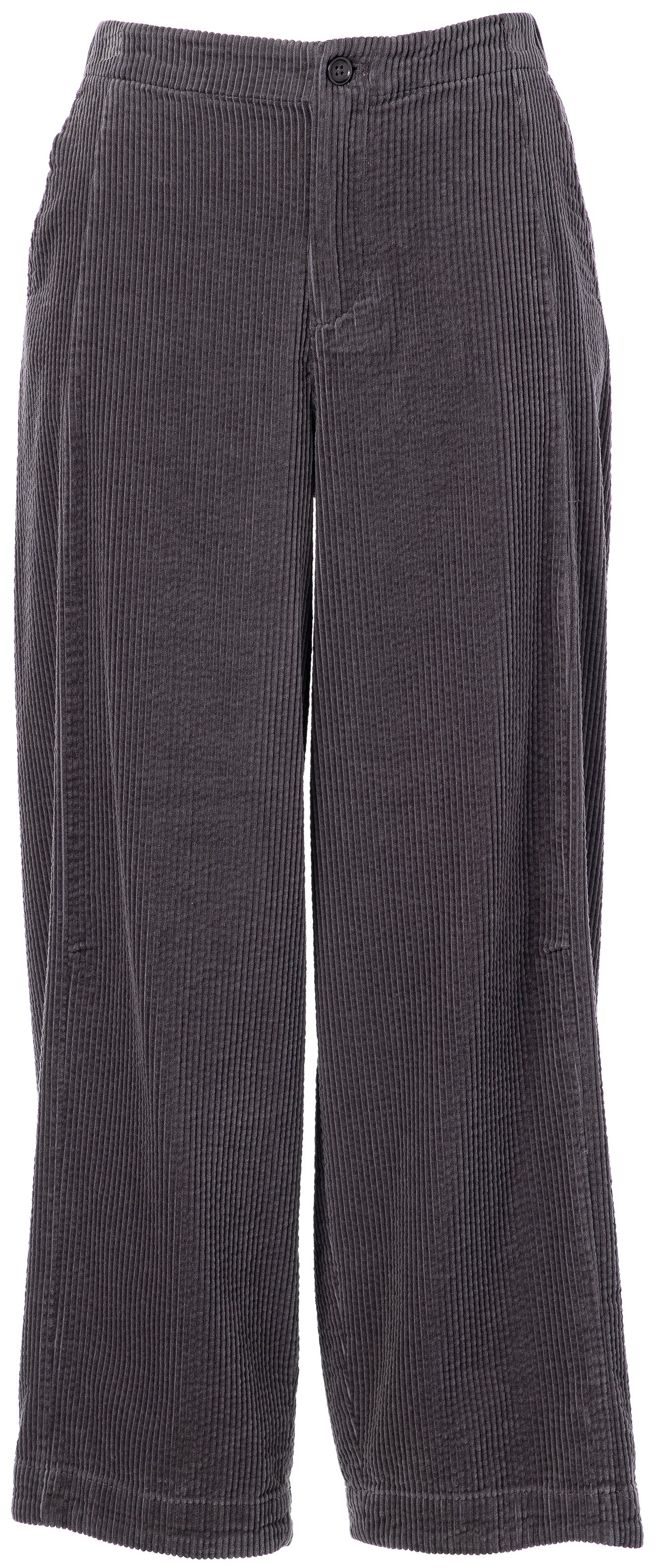 Urbane Gemütlichkeit: Die fließende Wide-Leg-Cordhose in Dunkelgrau