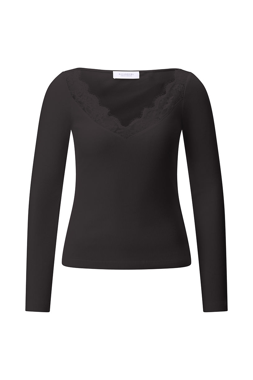 Femininer Rippstrick-Traum – Das weiche Longsleeve mit edler Spitzendetails