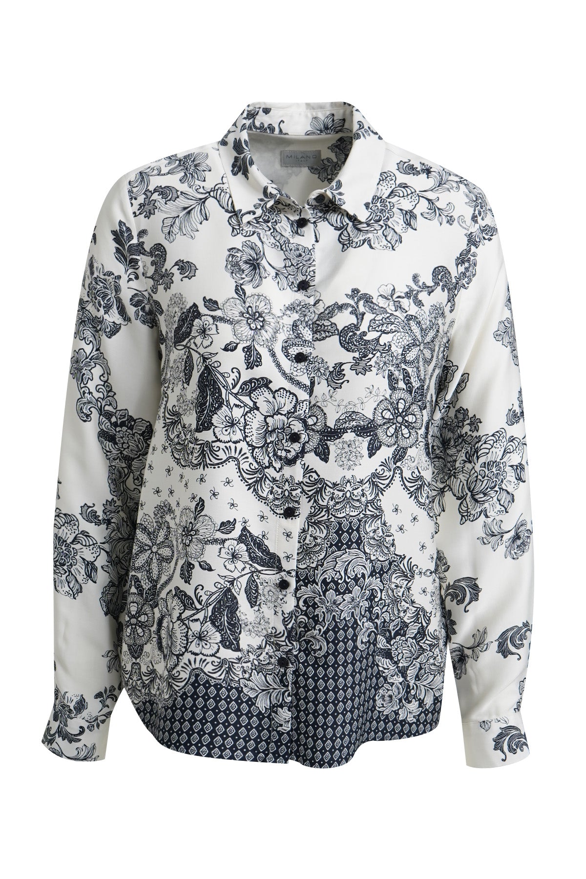 Elegante Muster-Mix-Bluse mit floralem Allover-Print