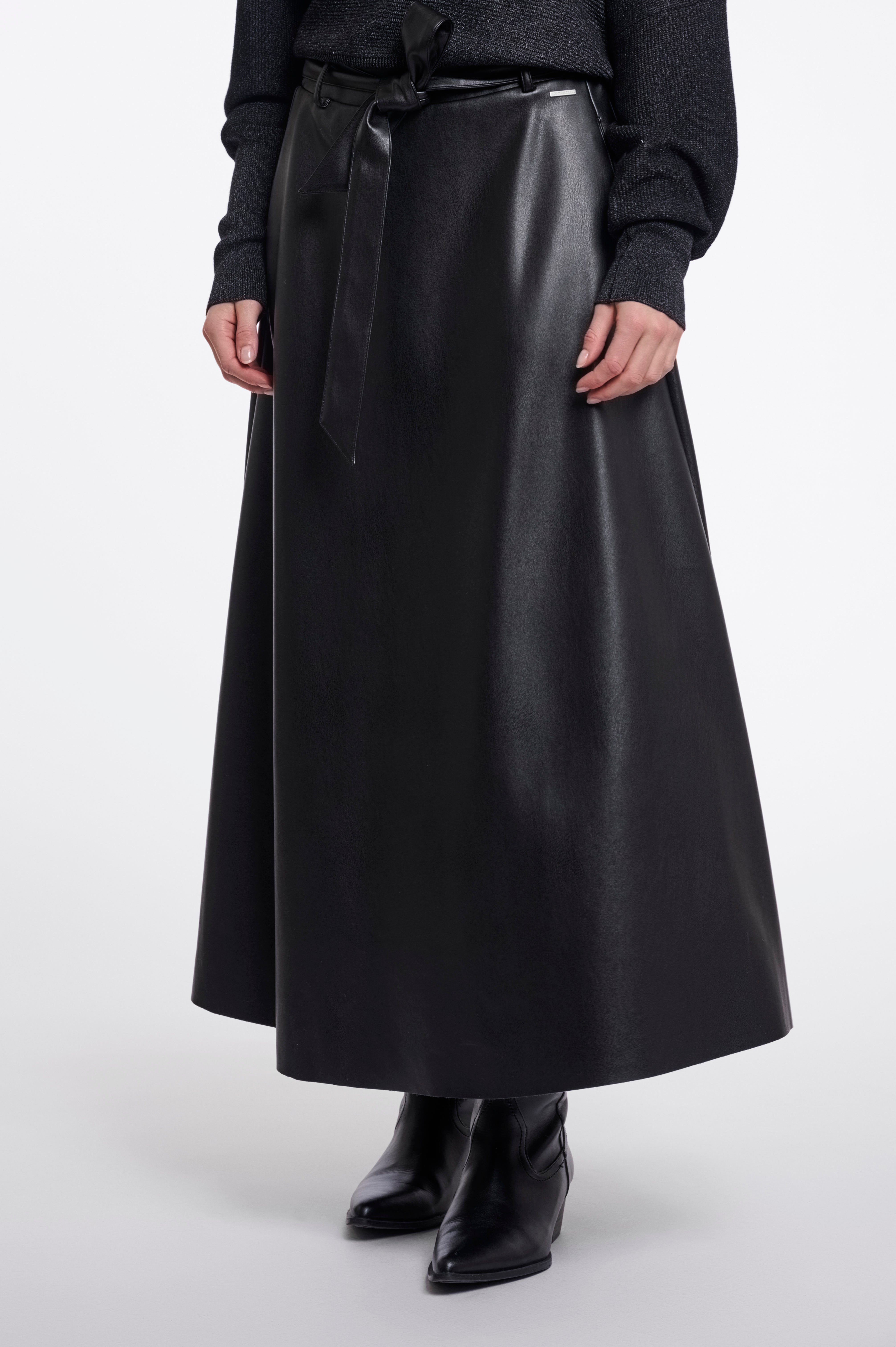Leder Midi-A-Linienrock Chelsea